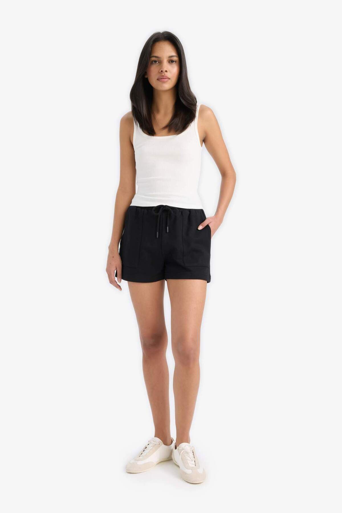 DeFacto-Regular Fit Stretchy Waisted Lace up Bermuda Shorts D3327Ax25Sp 2