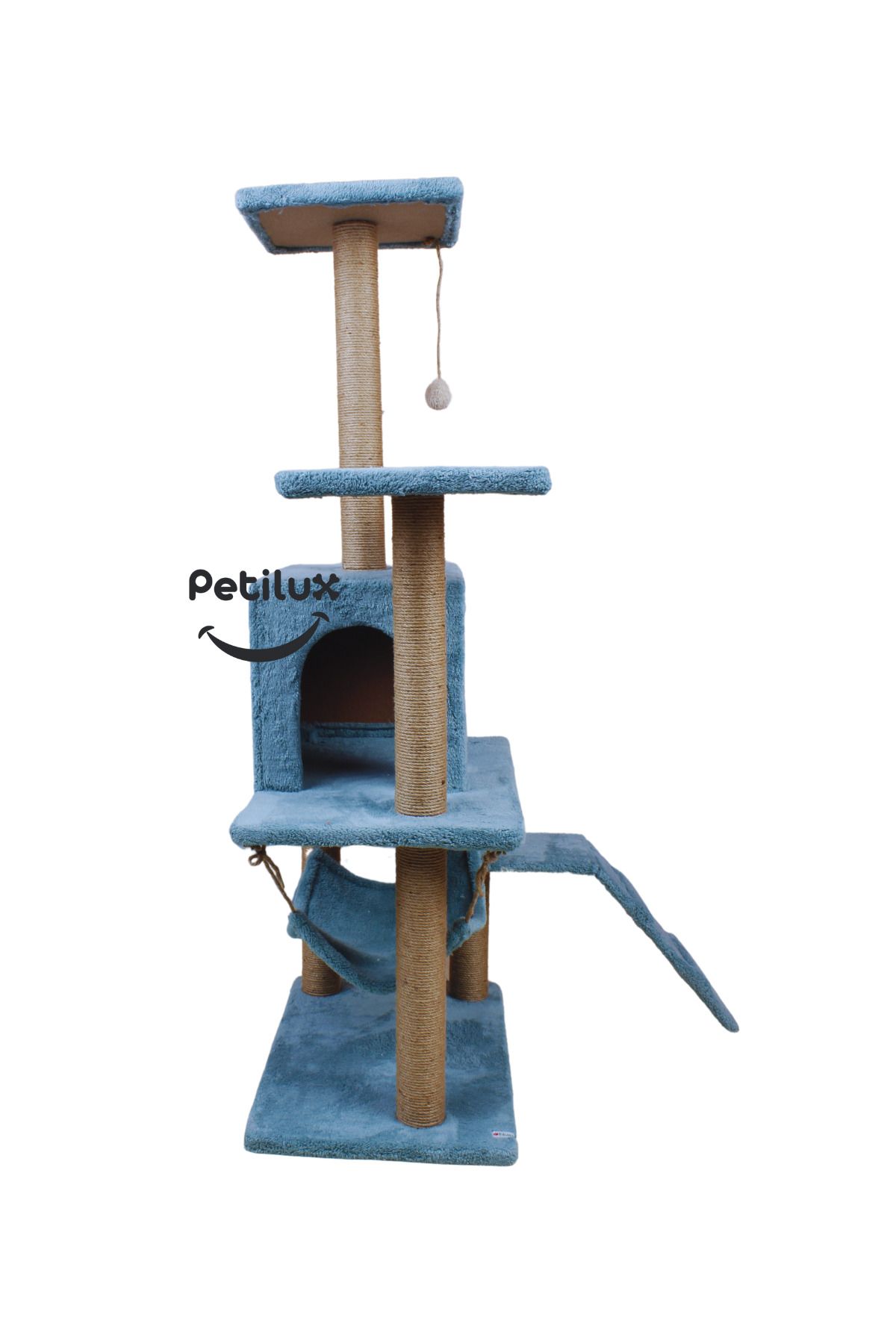 Petilux-B-07 Luxury Cat Scratching Playhouse with Hammock and Nest 5
