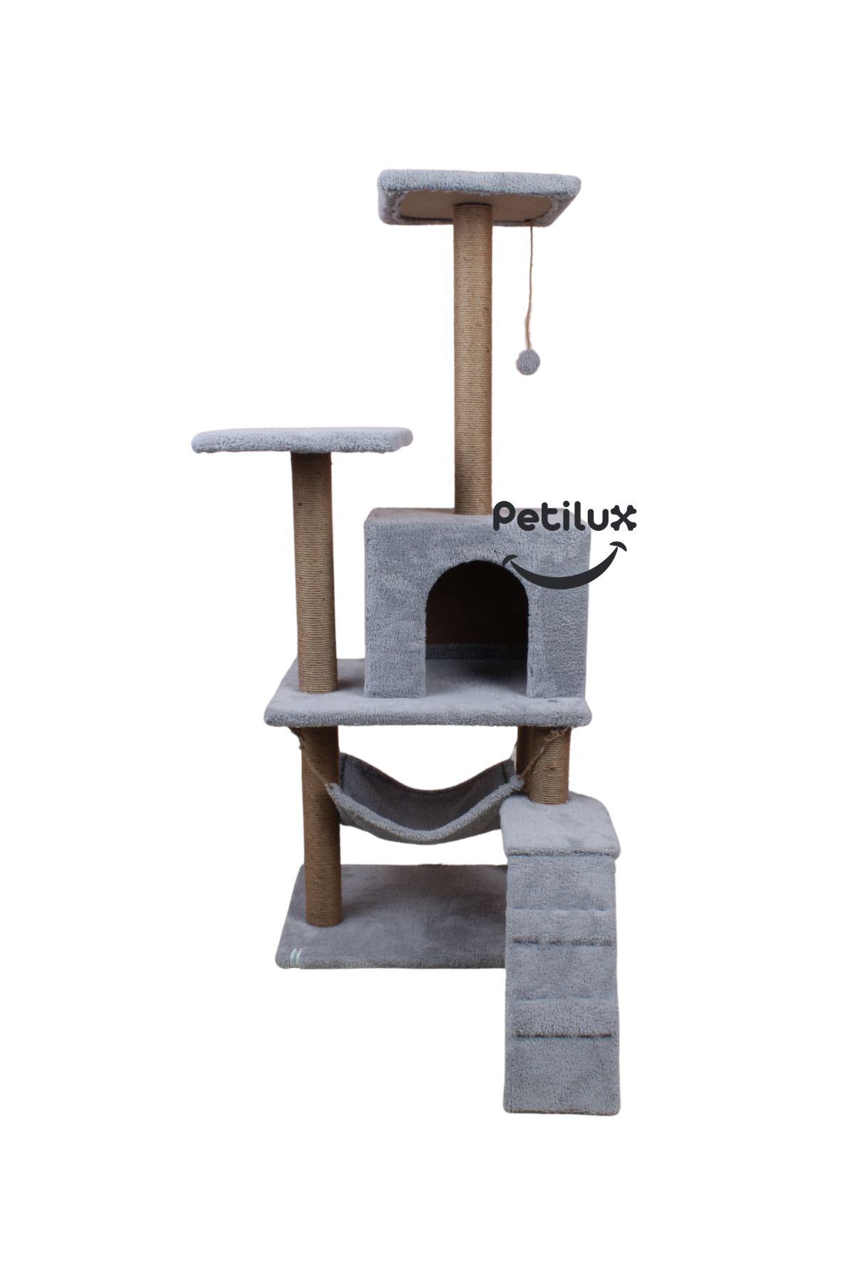 Petilux-B-07 Luxury Cat Scratching Playhouse with Hammock and Nest 3