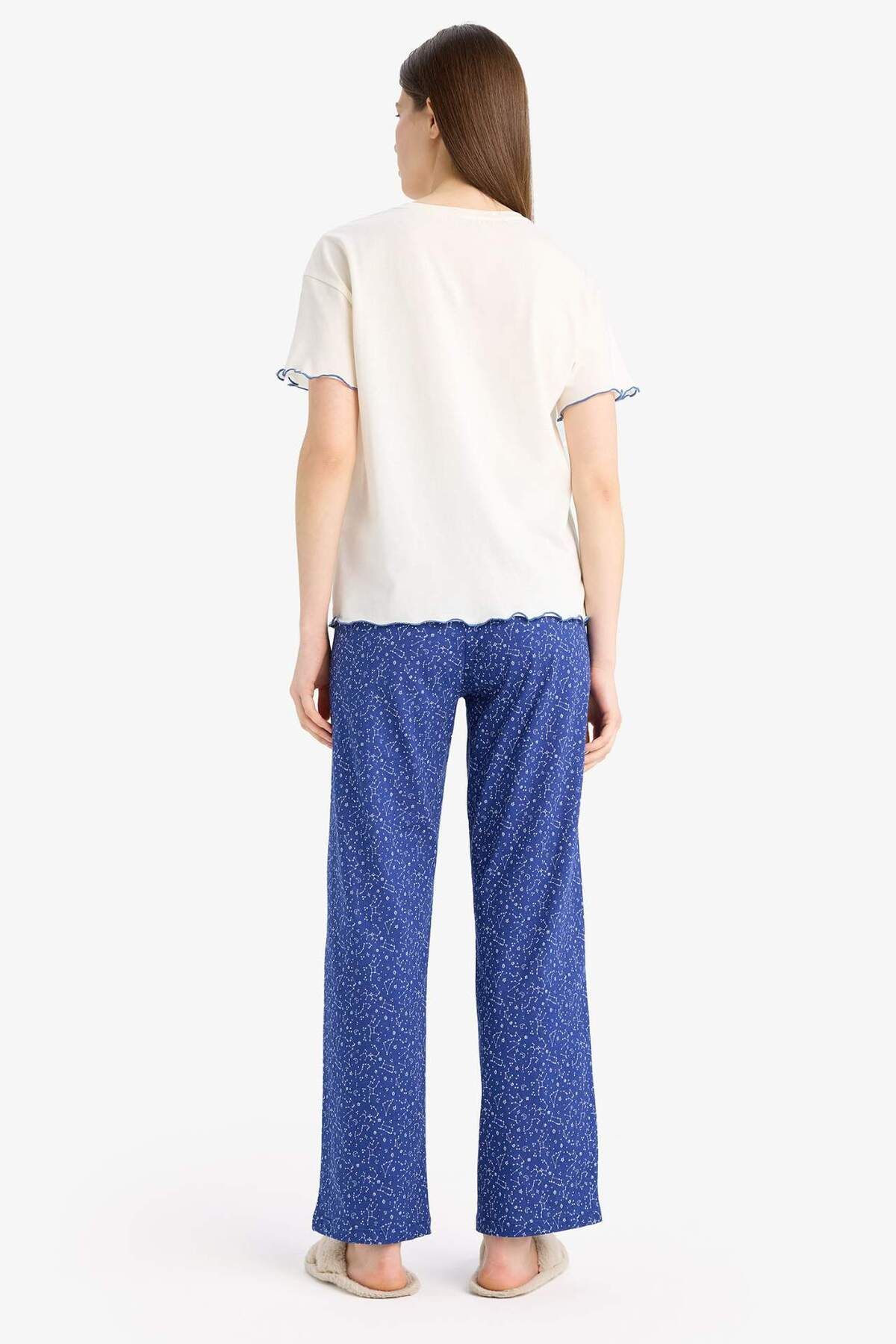 DeFacto-Set pijamale cu mânecă scurtă Top cu talie elastică Long Six In Love E0274ax25sp 8