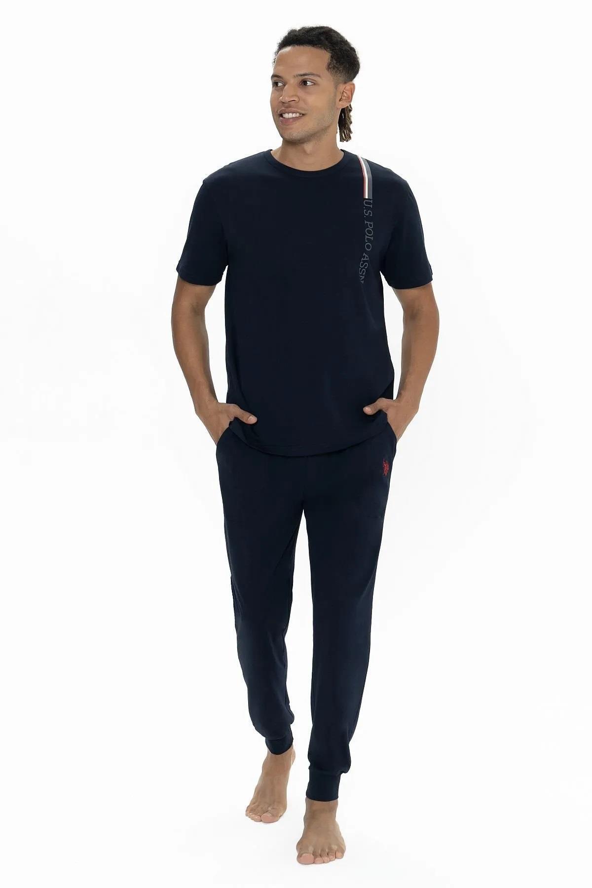 یو اس پولو ست لباس خواب آستین کوتاه یقه گرد کش دار مخصوص منزل، مخصوص آقایان، برند یو اس پولو، کد 18890