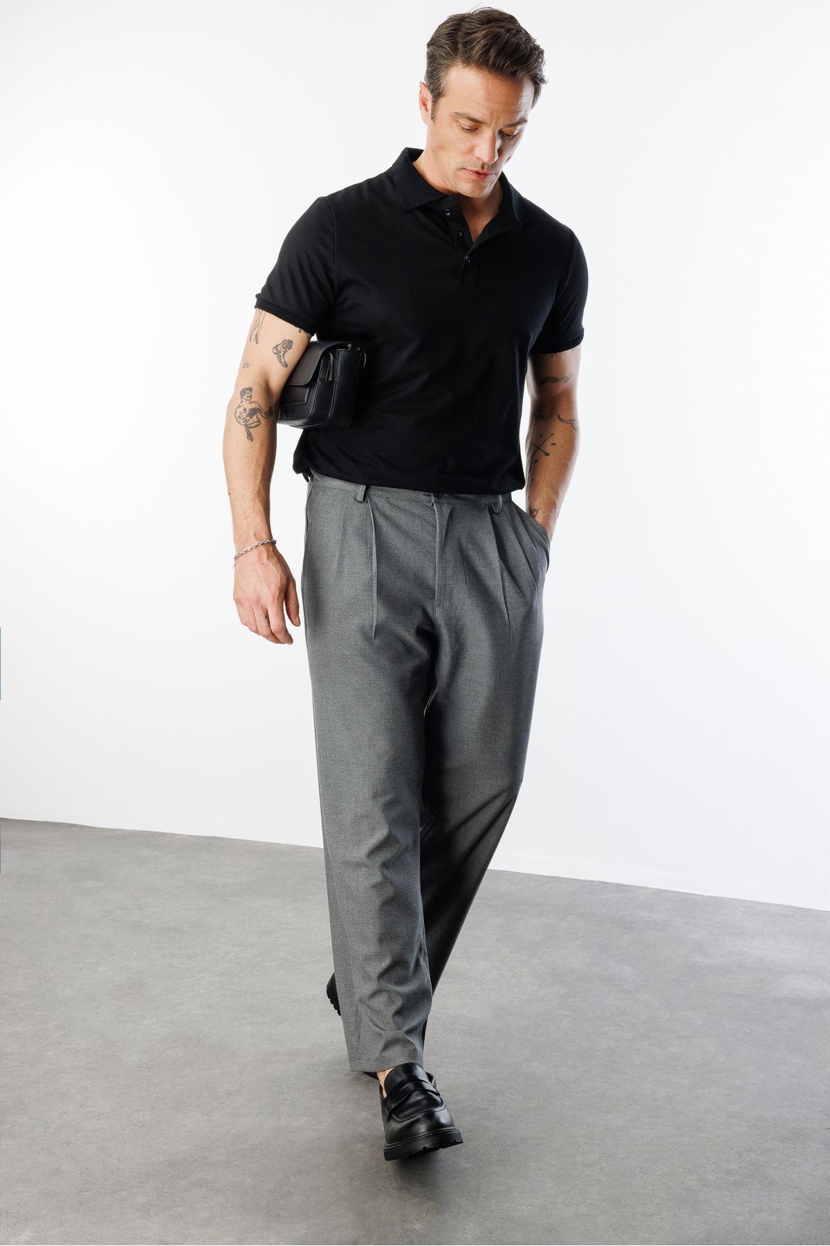 GENIUS STORE-بنطال قماش فضفاض للرجال MEN'S-CLOTHES-PANTS 3