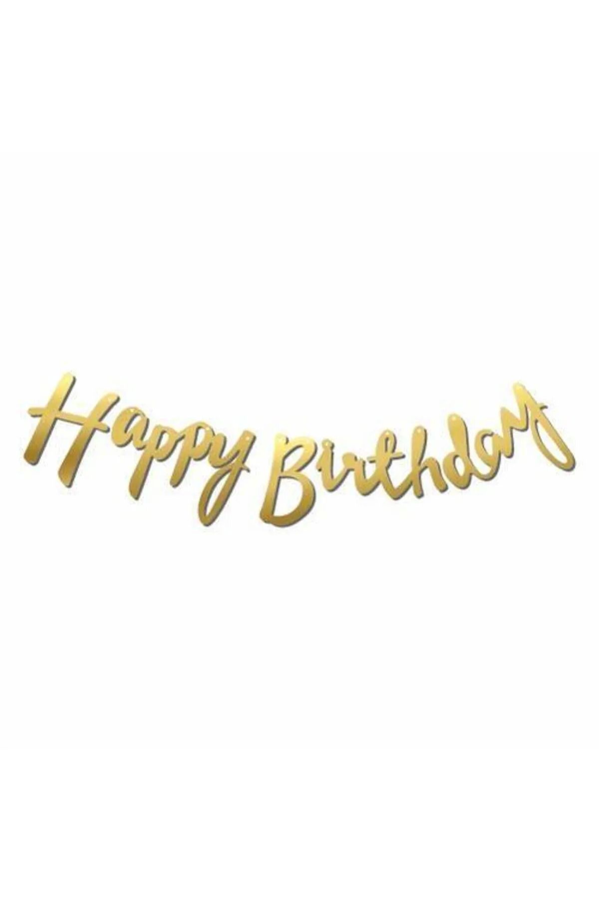 Baloniva HAPPY BIRTHDAY KALİGRAFİK GOLD BANNER