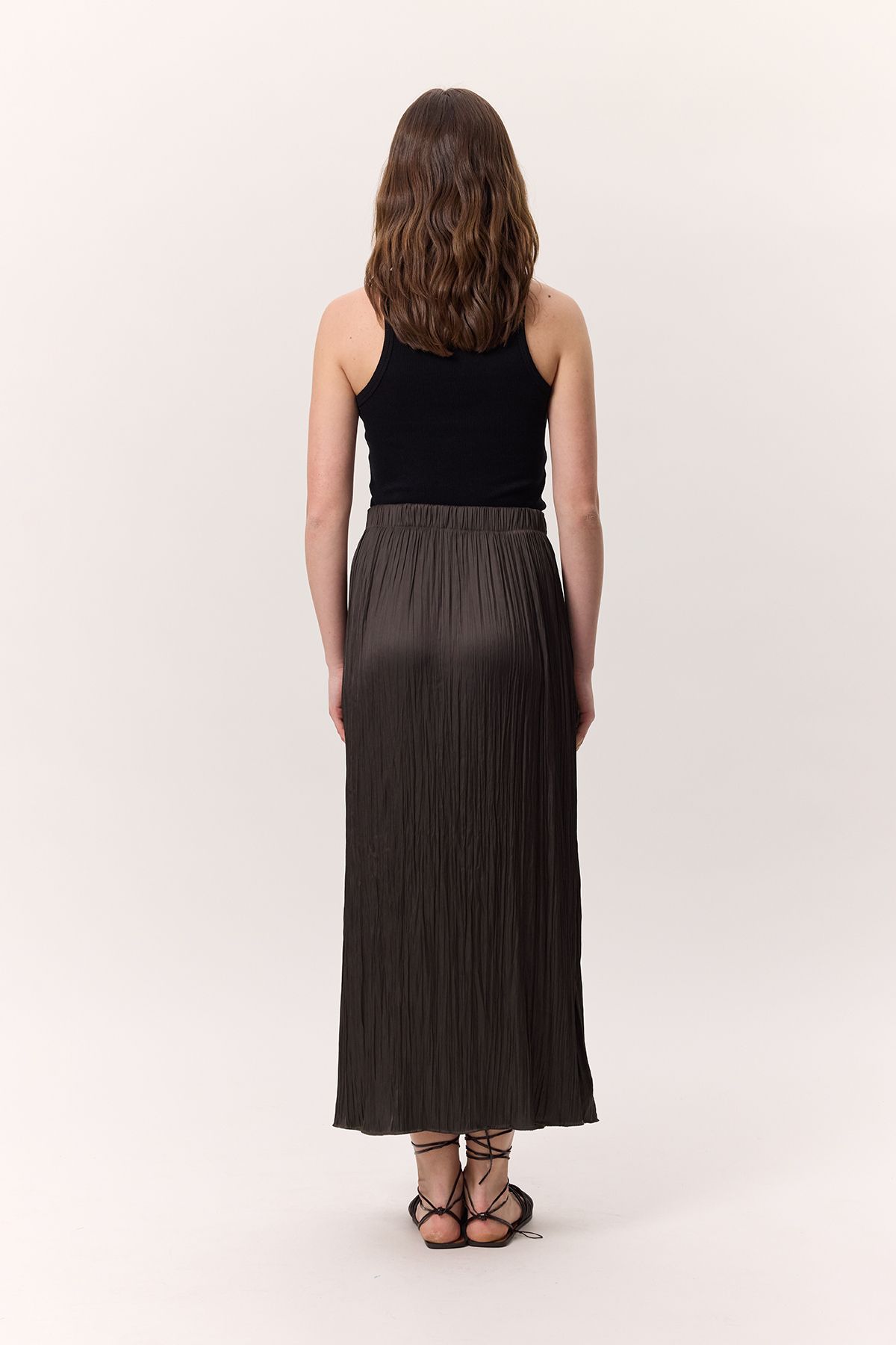 Manuka-Crush Satin Skirt Brown 8
