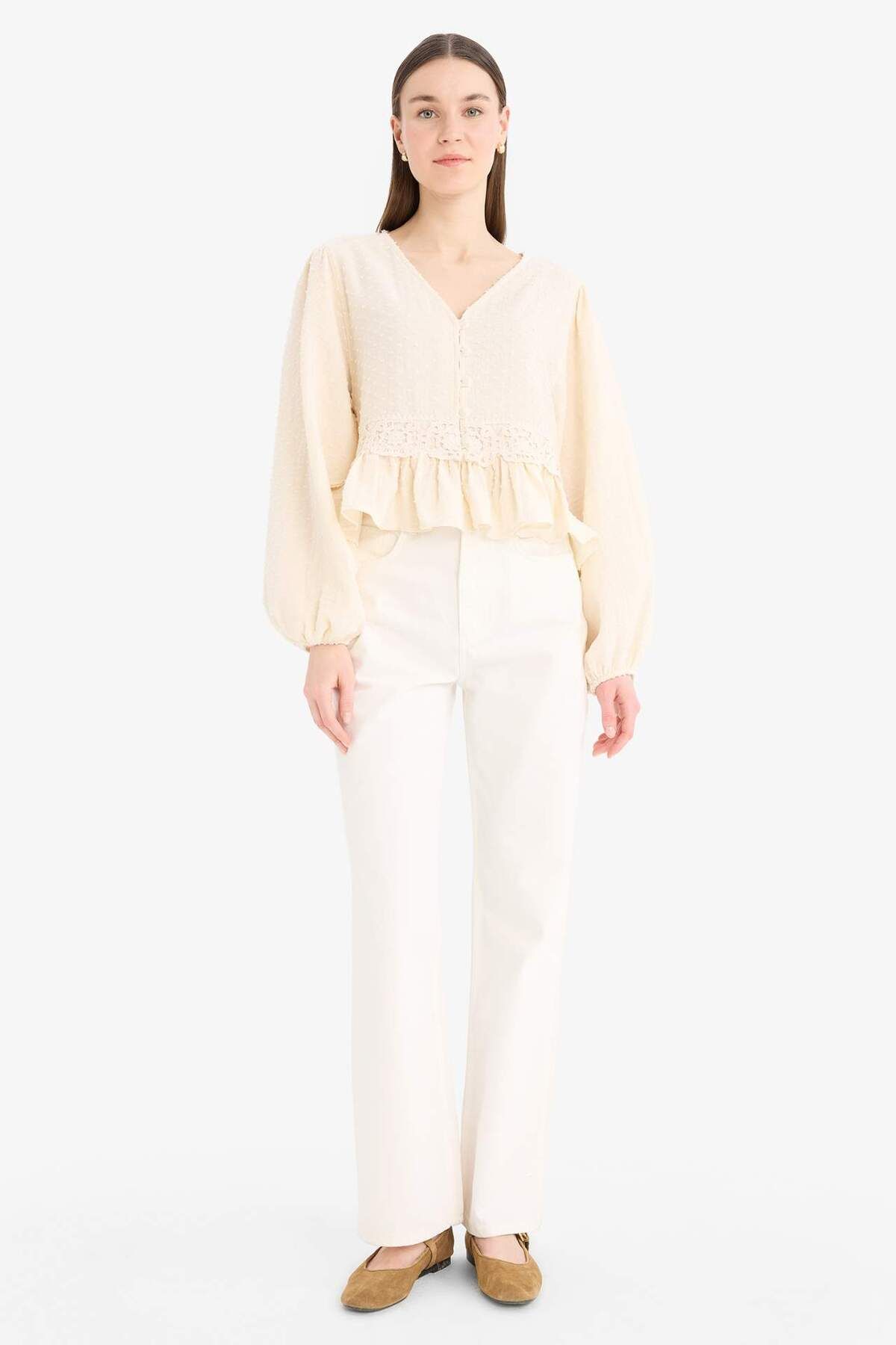 DeFacto-Regular Fit Muslin Long Sleeve Tunic D4397Ax25Sp 2