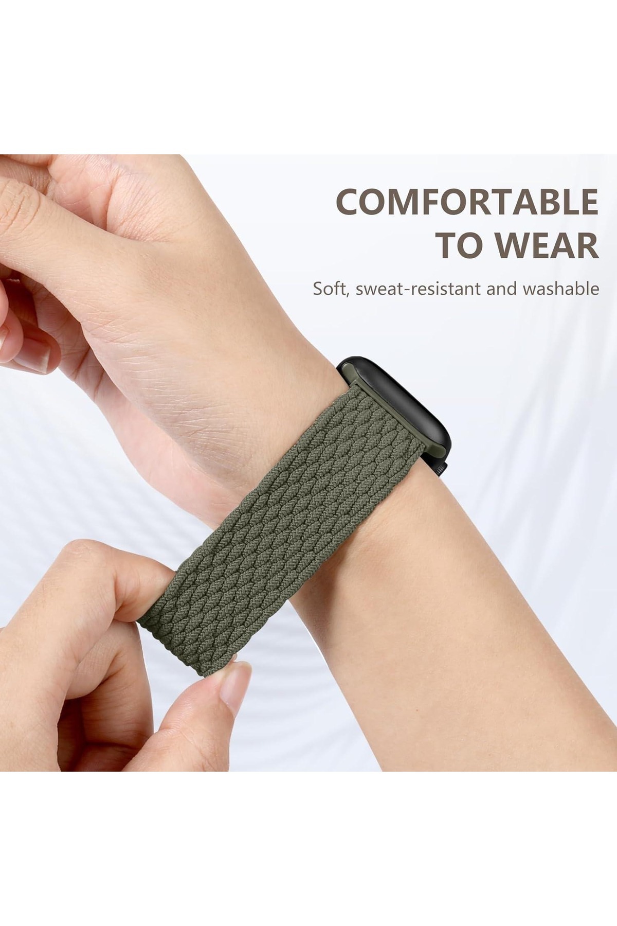 Generic-Inverness Green Braided Solo Loop Nylon Strap for Apple Watch 4