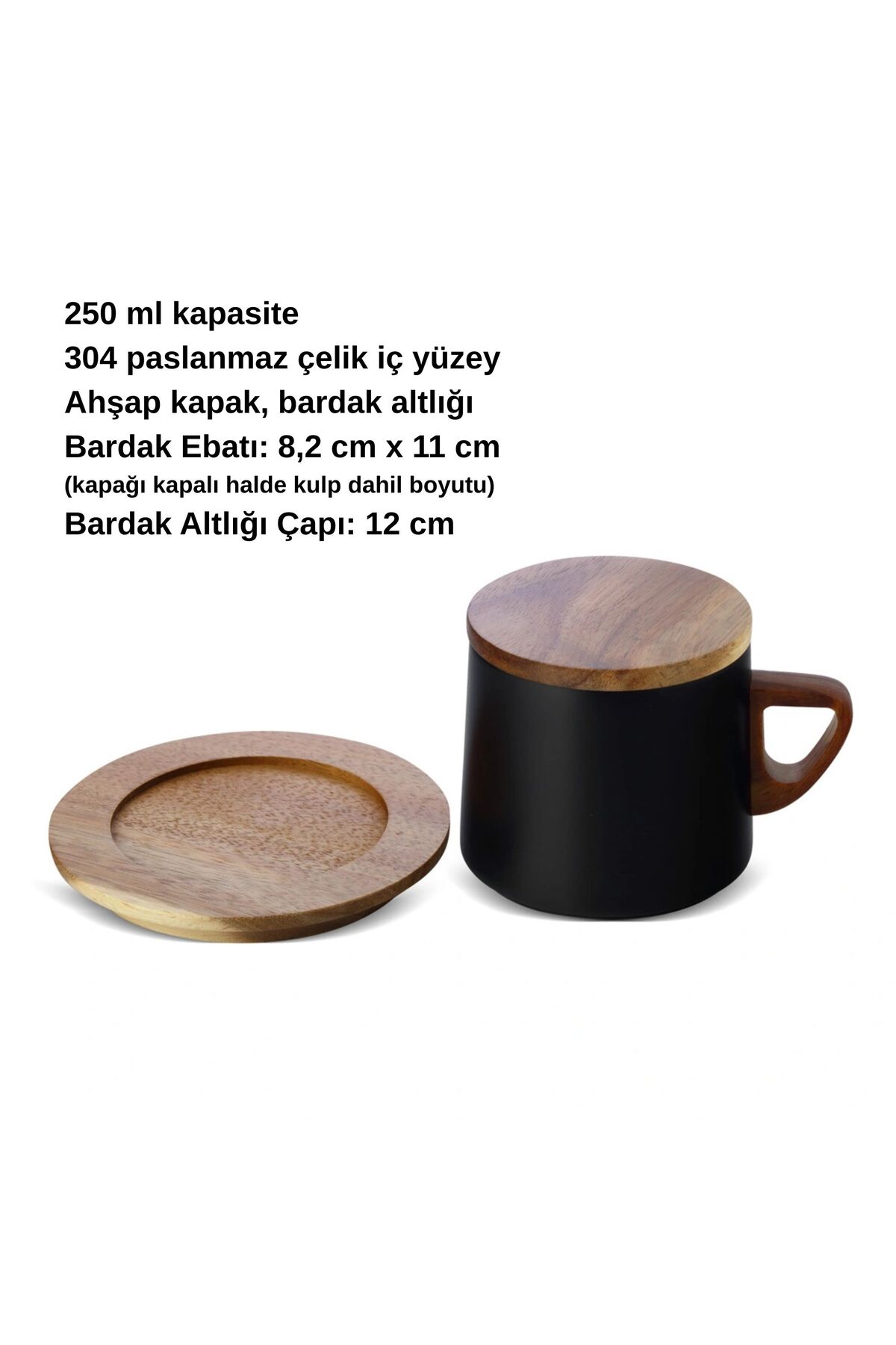 HippoDeco Ahşap Altlıklı Çelik Termos Bardak 250 ml Kapasiteli Annelere Özel Kazıma Desenli Termos-best Mom fotoğrafı 2 (önizleme)