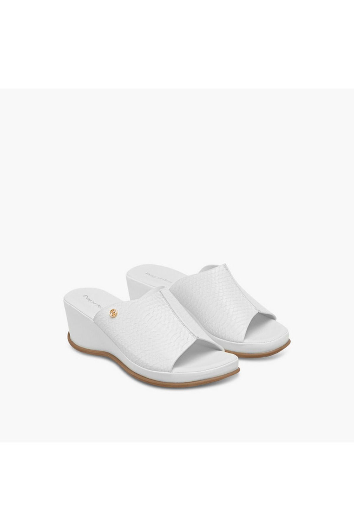 Paprika-Textured Slip-On Sandals with Wedge Heel 1