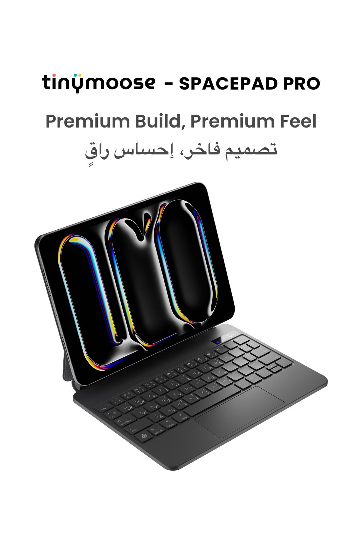 Tinymoose-SpacePad Pro iPad Keyboard 5-Way Touch, LED Display, EN/AR Air 4/5, Pro11 2018 2022, Air 11 2024 13