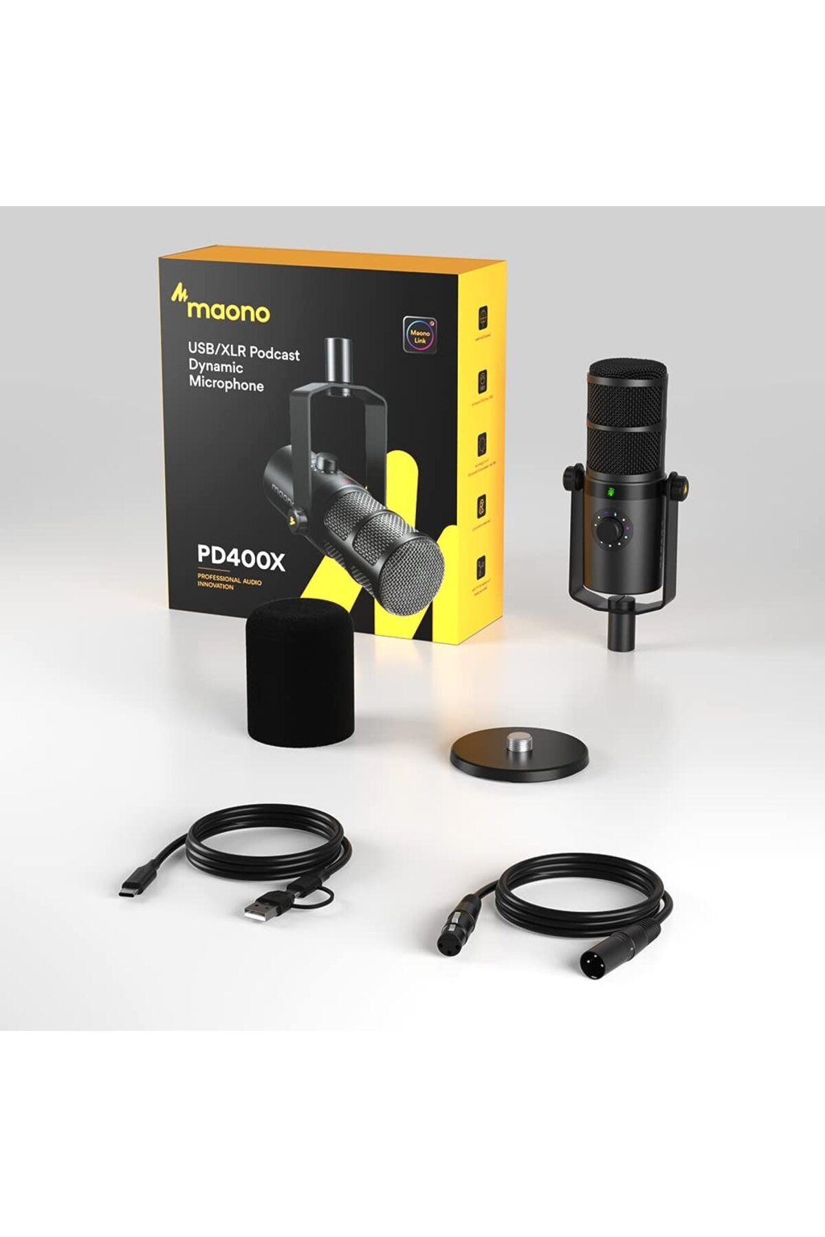 MAONO Pd400x Usb/xlr Dinamik Mikrofon, Kayıt, Akış Ve Oyun Podcast