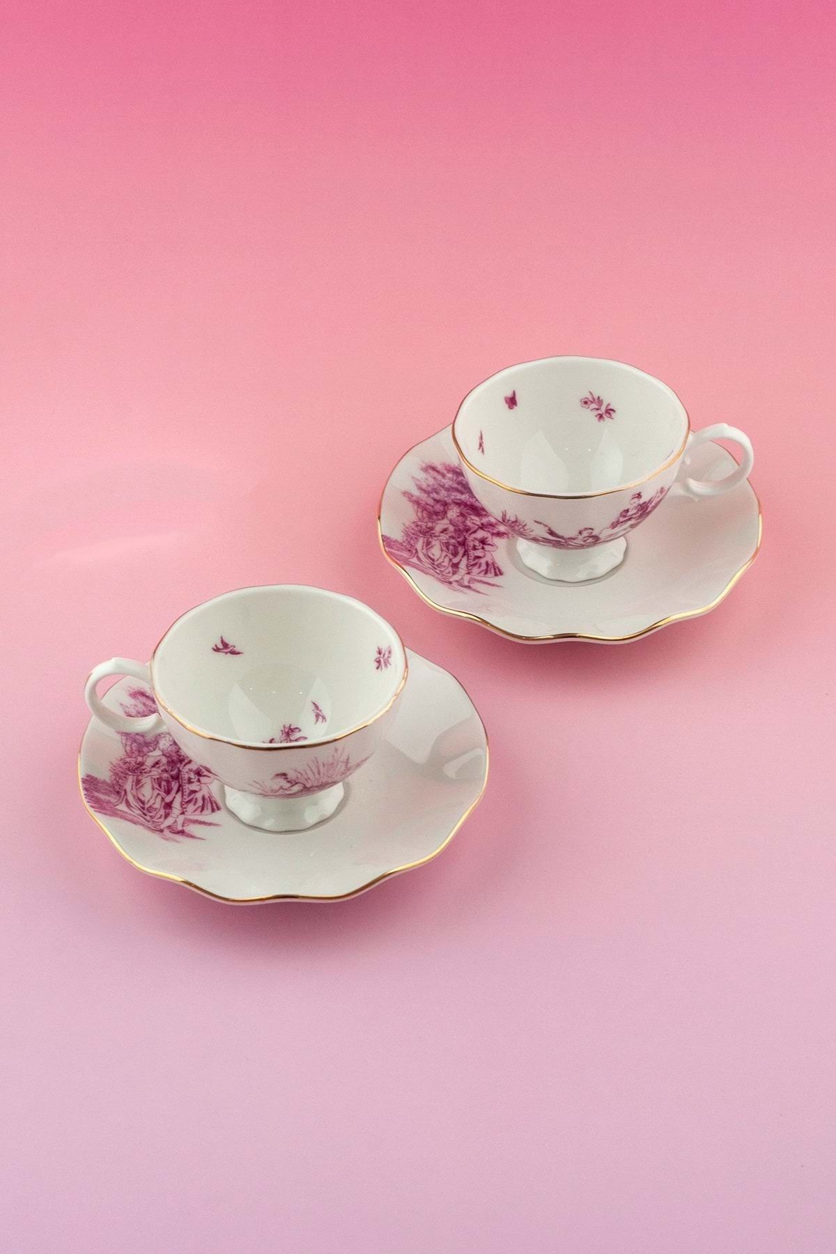 Bursa Porselen Dekor-Royal Rose Gold Gilded Bone 2 Person Coffee Cup Set 2