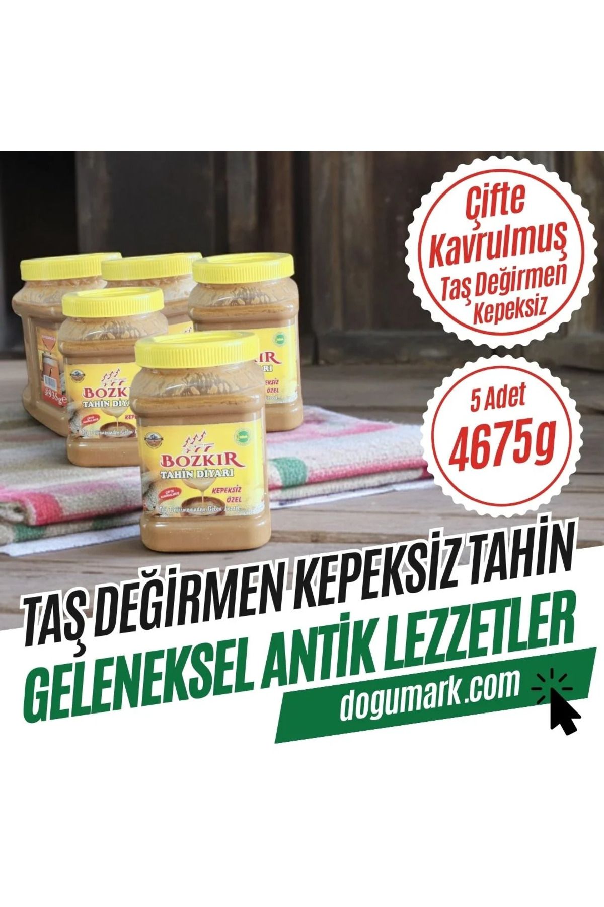 DoğuMark (Net 4675g) Bozkır Taş Değirmen Kepeksiz Tahin - Çifte Kavrulmuş (Net 4675g)