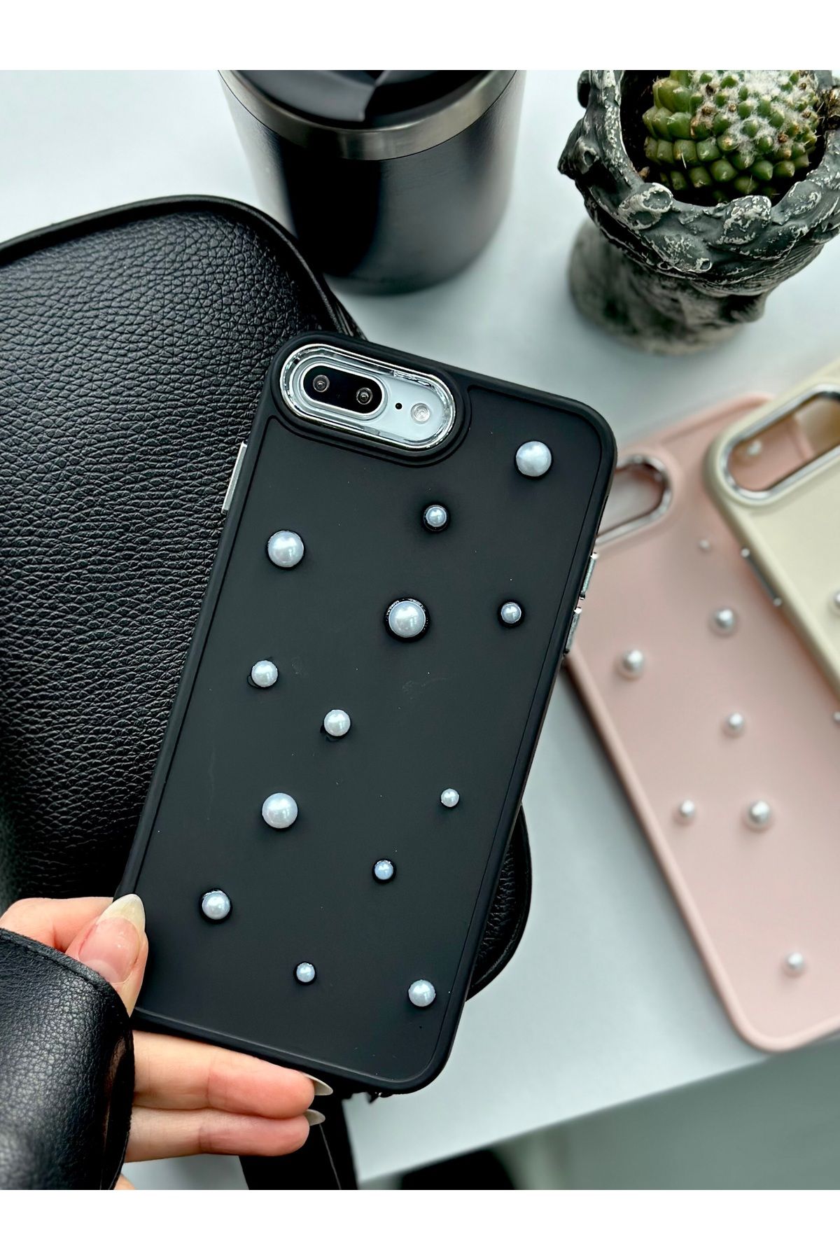 Go Aksesuar-جراب سيليكون مرن بتصميم لعبة اللؤلؤ متوافق مع هاتف Iphone 7 Plus و8 Plus 4