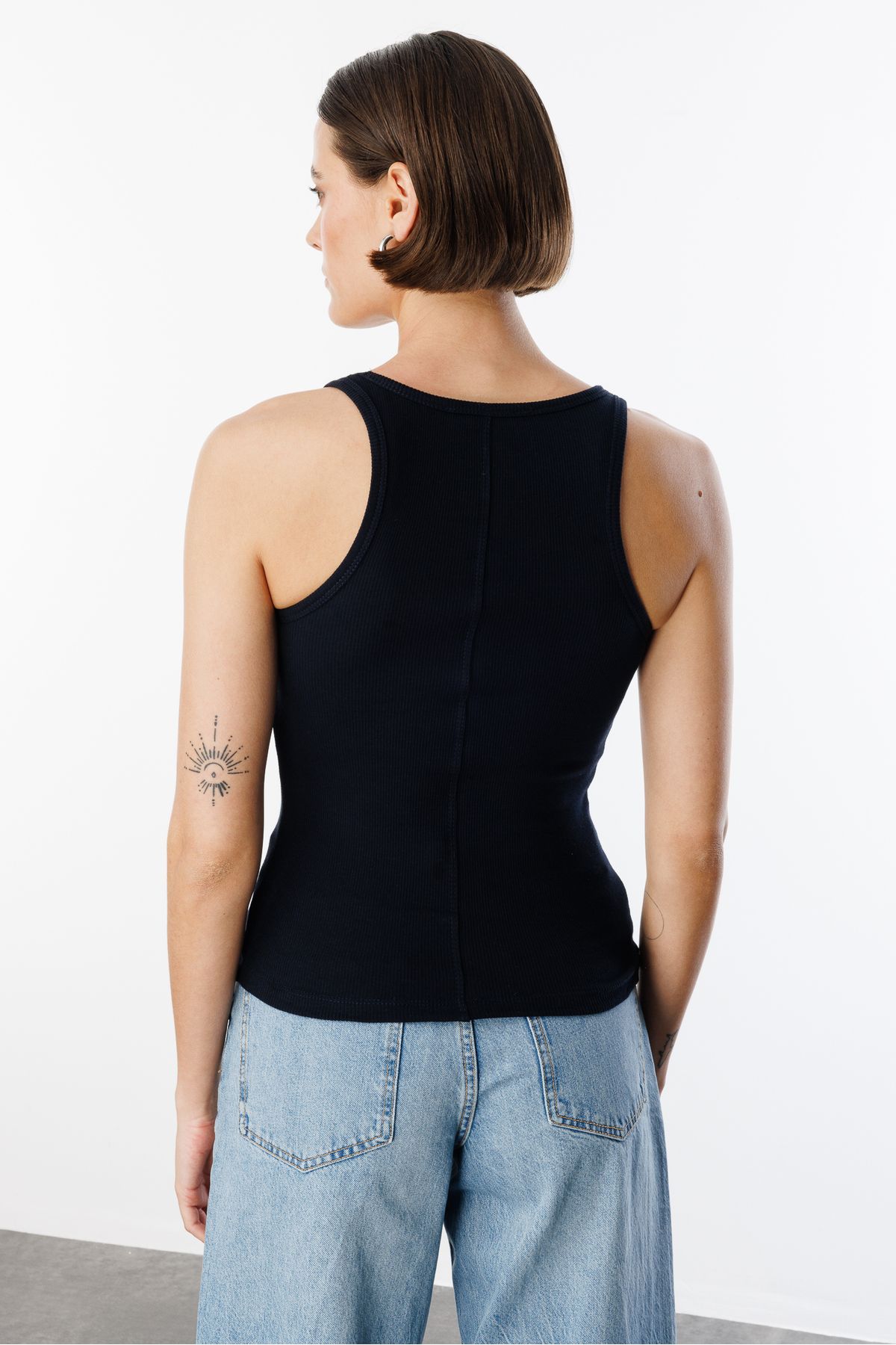 GENIUS STORE-Tricou de bază cu aspect cu nervuri pentru femei ATLET1 3