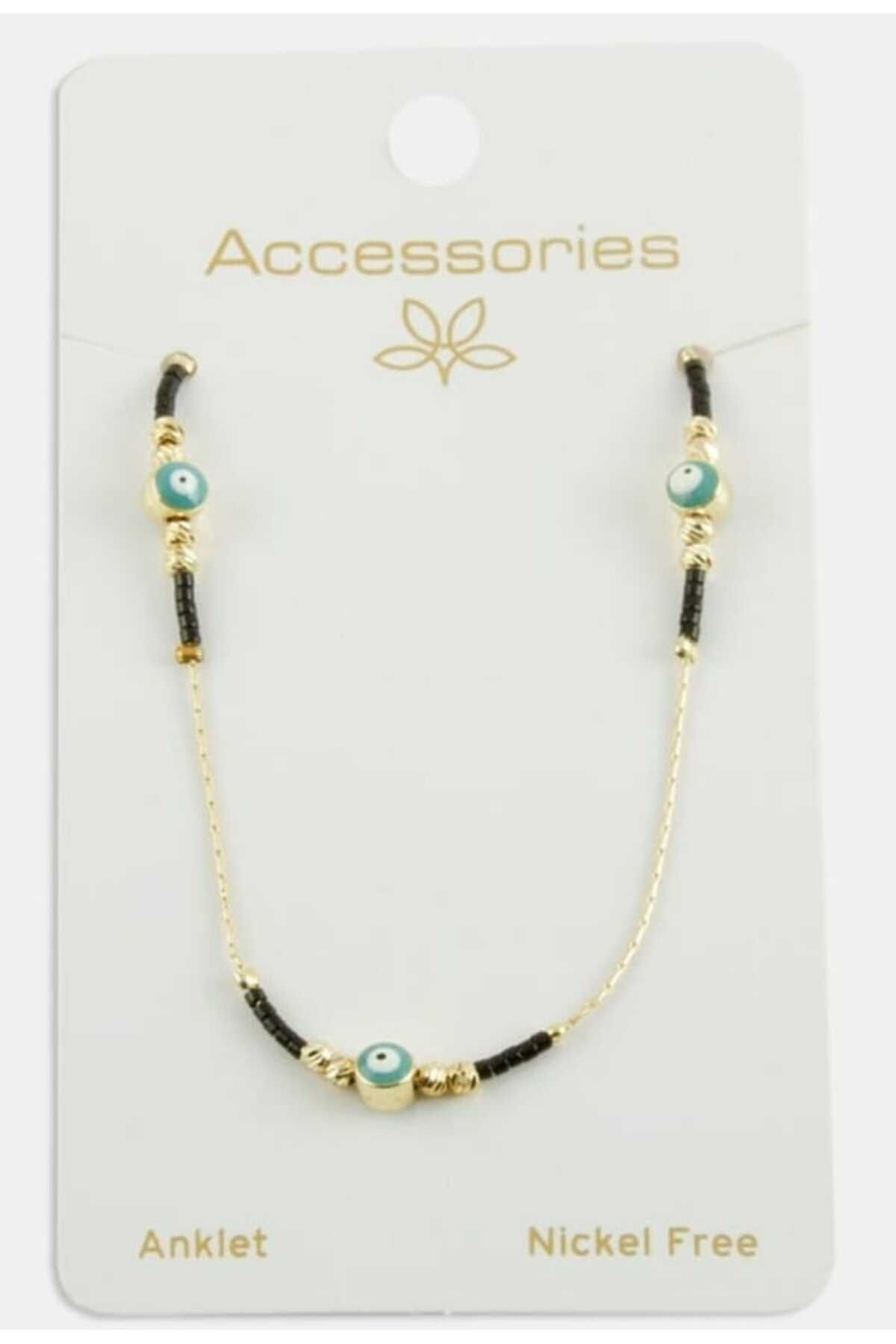 YDSACCESSORY Nazar Boncuklu Siyah Gold Miyuki Halhal & Bileklik