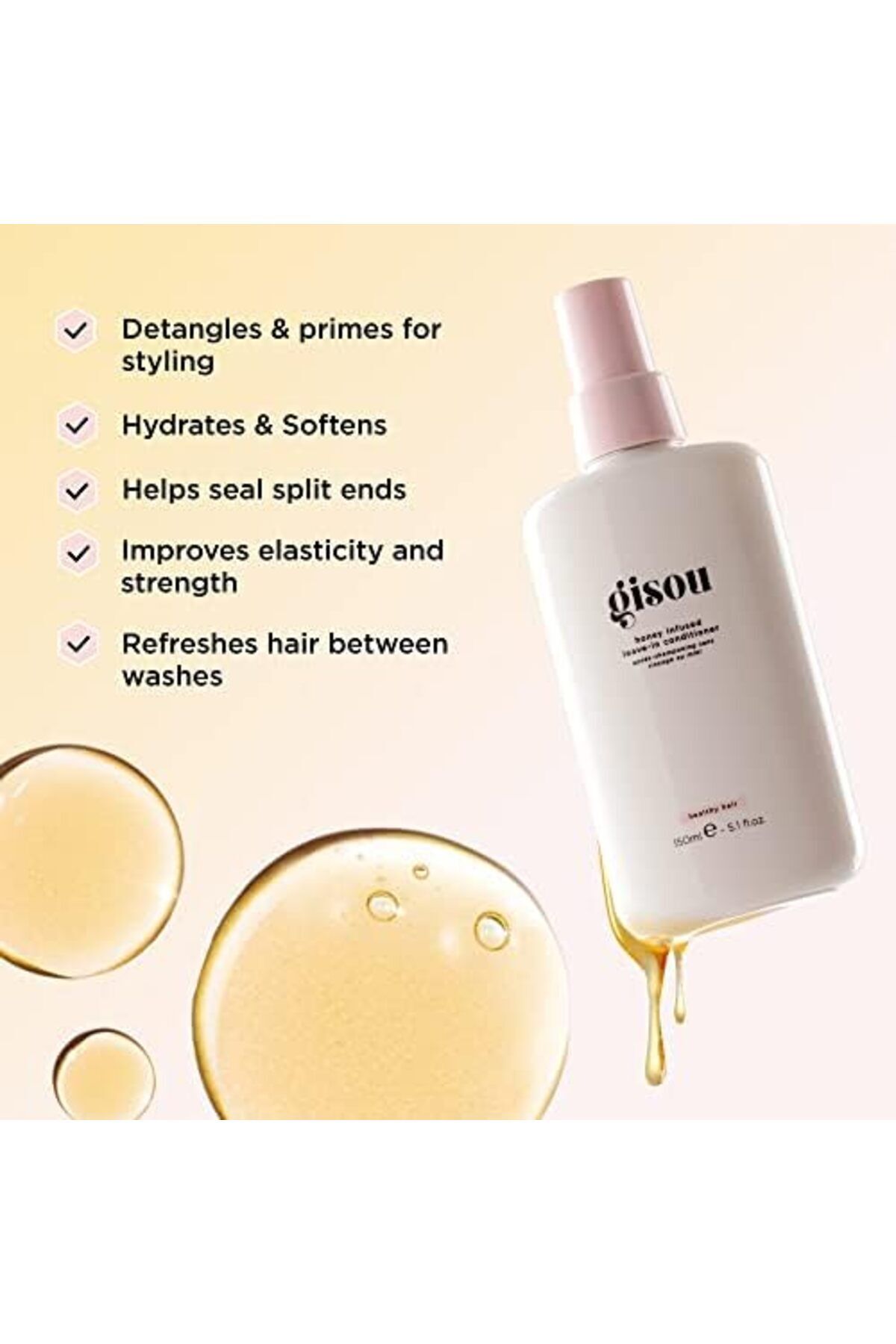 gisou-Honey Infused Leave-In Conditioner Spray | Hydrate, Detangle & Protect | 5.1 fl oz 4