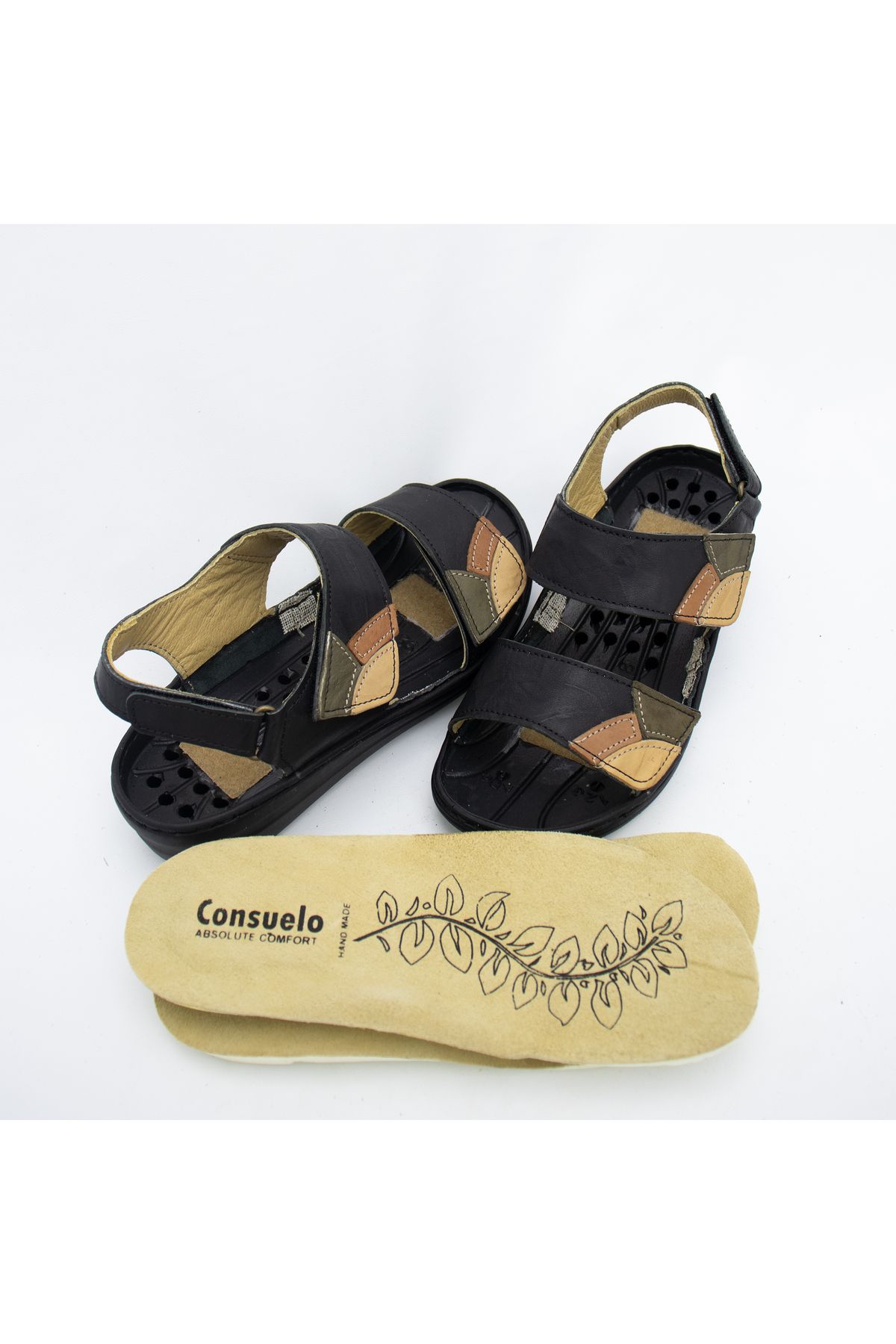 CONSUELO-Orthopedic Leather Slippers with Velcro Soles 10403 4