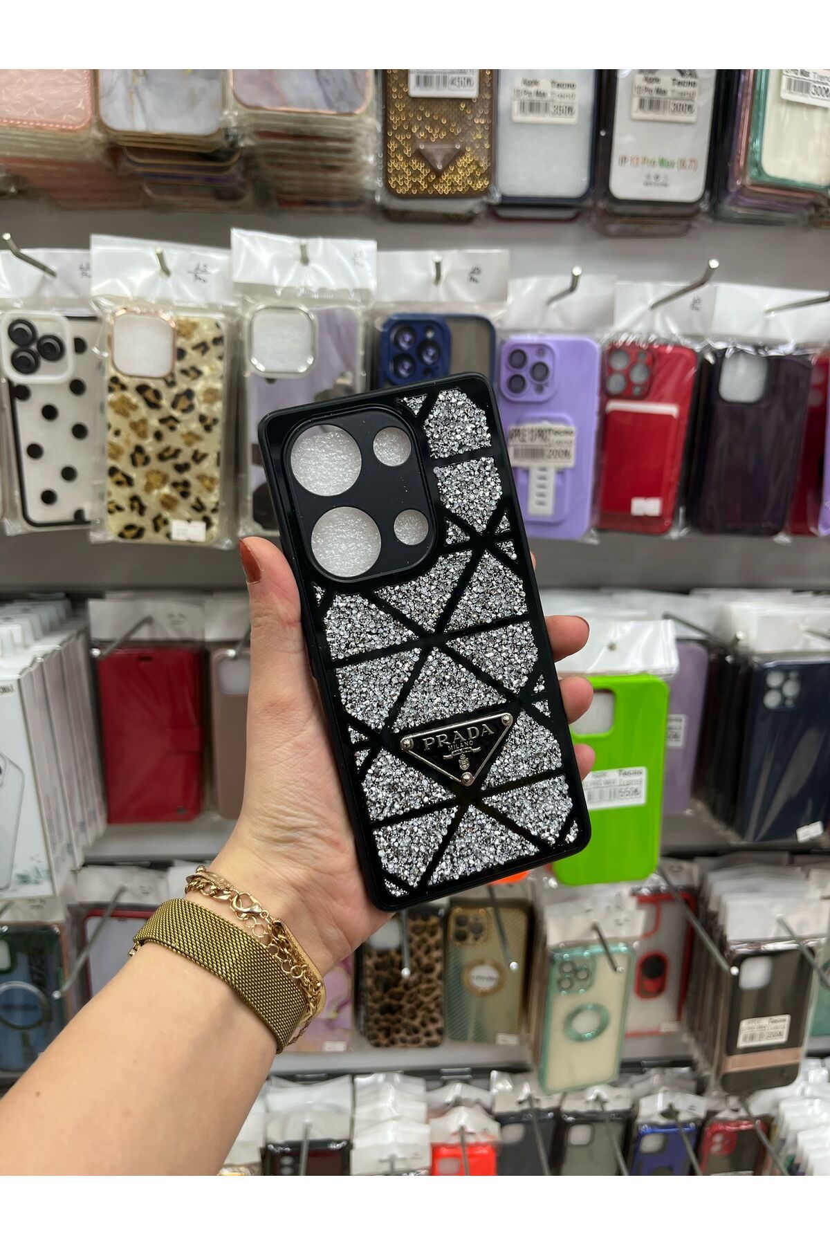TECNOTREND Xiaomi Redmi Note 13 Pro 4G Xiaomi Poco X6 Pro 4G Uyumlu Aynalı Taşlı Gösterişli Silikon Kılıf