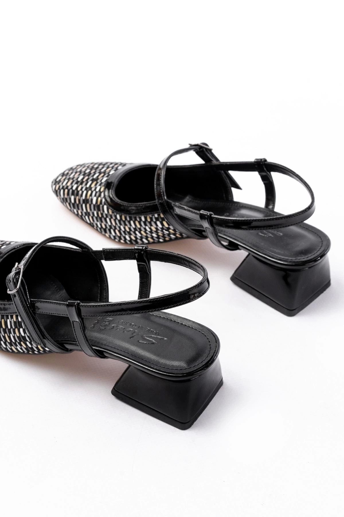 Modaiconu-720 Black Patterned Open Back Daily Women's Sandals 5