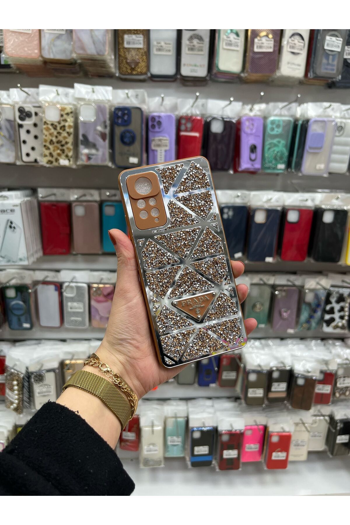 TECNOTREND Xiaomi Redmi Note 12 Pro 4G Redmi Note 11 Pro 4G Uyumlu Aynalı Taşlı Gösterişli Silikon Kapakkk