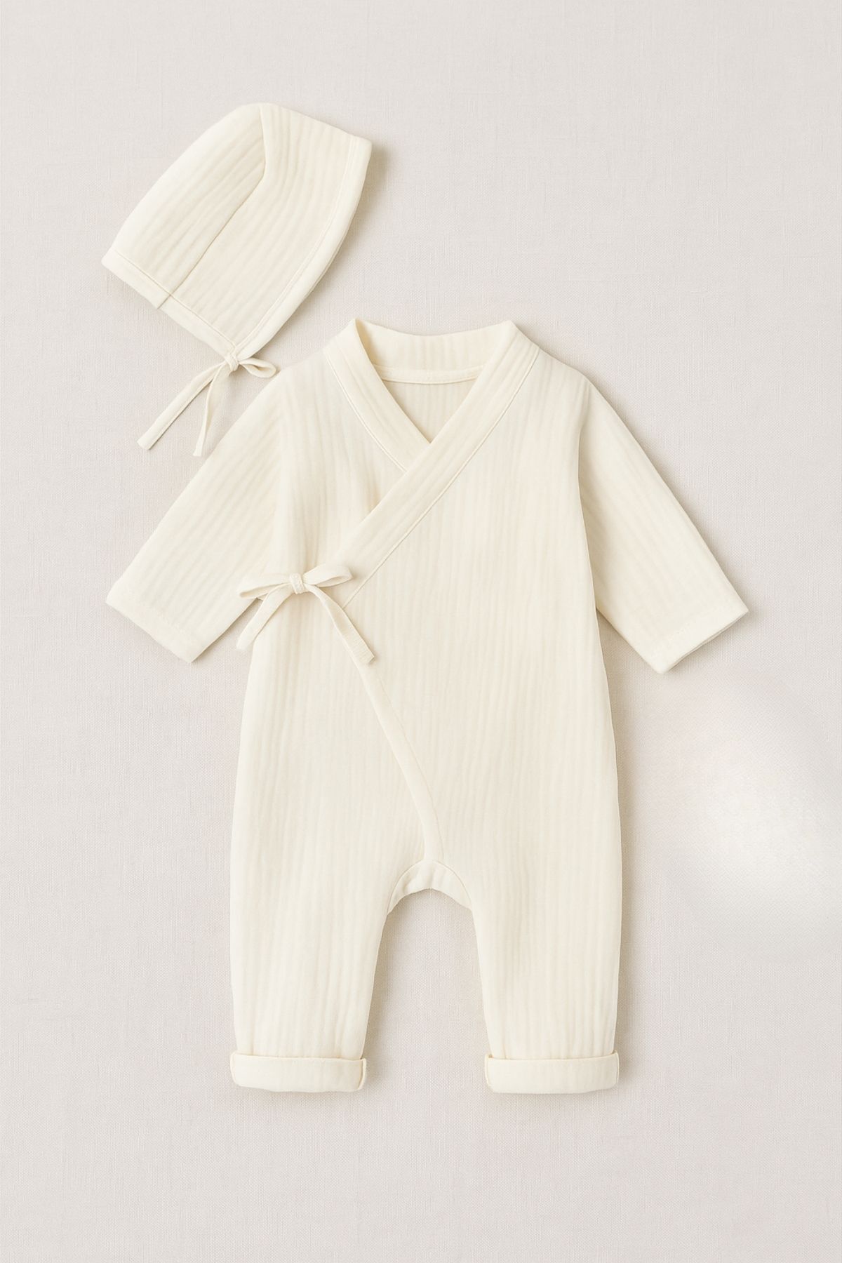 Minytrendy Kız Erkek İsimli Yenidoğan Bebek Organik Müslin Şapkalı Kimono Tulum Hastane Çıkışı Hediyelik fotoğrafı 5 (önizleme)