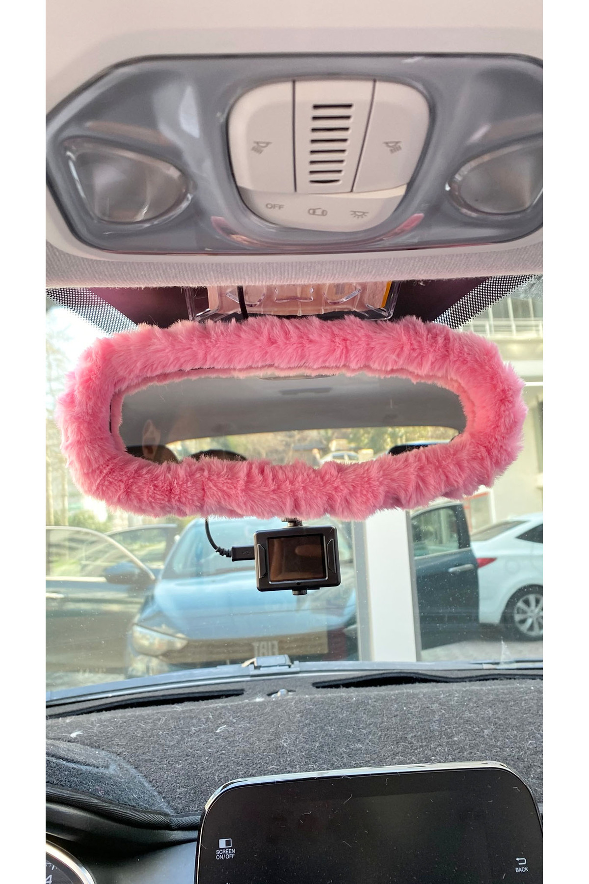 BORATİC Peluş Dikiz Ayna Kılıfı Süs Şeker Pembe