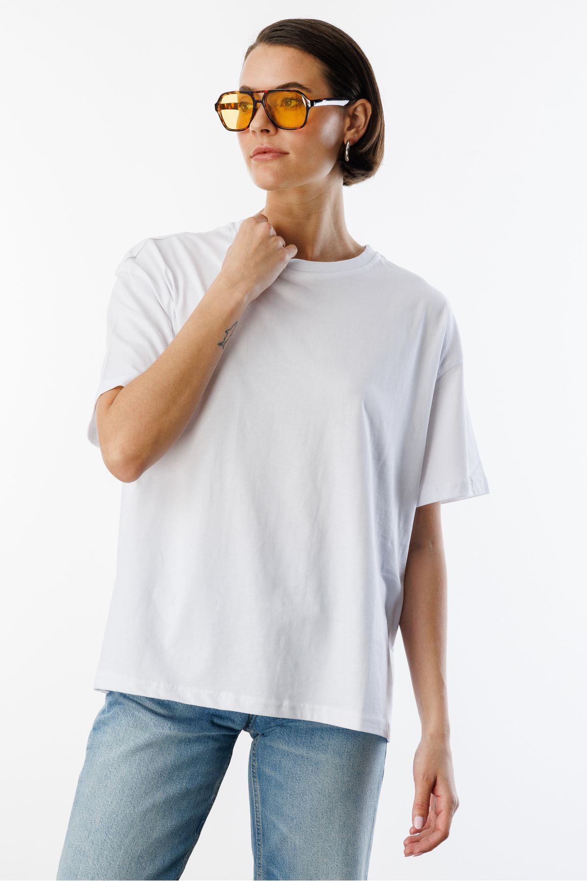GENIUS STORE-100% Organic Cotton Thick Oversize Fit T-Shirt Women's Round Neck 5