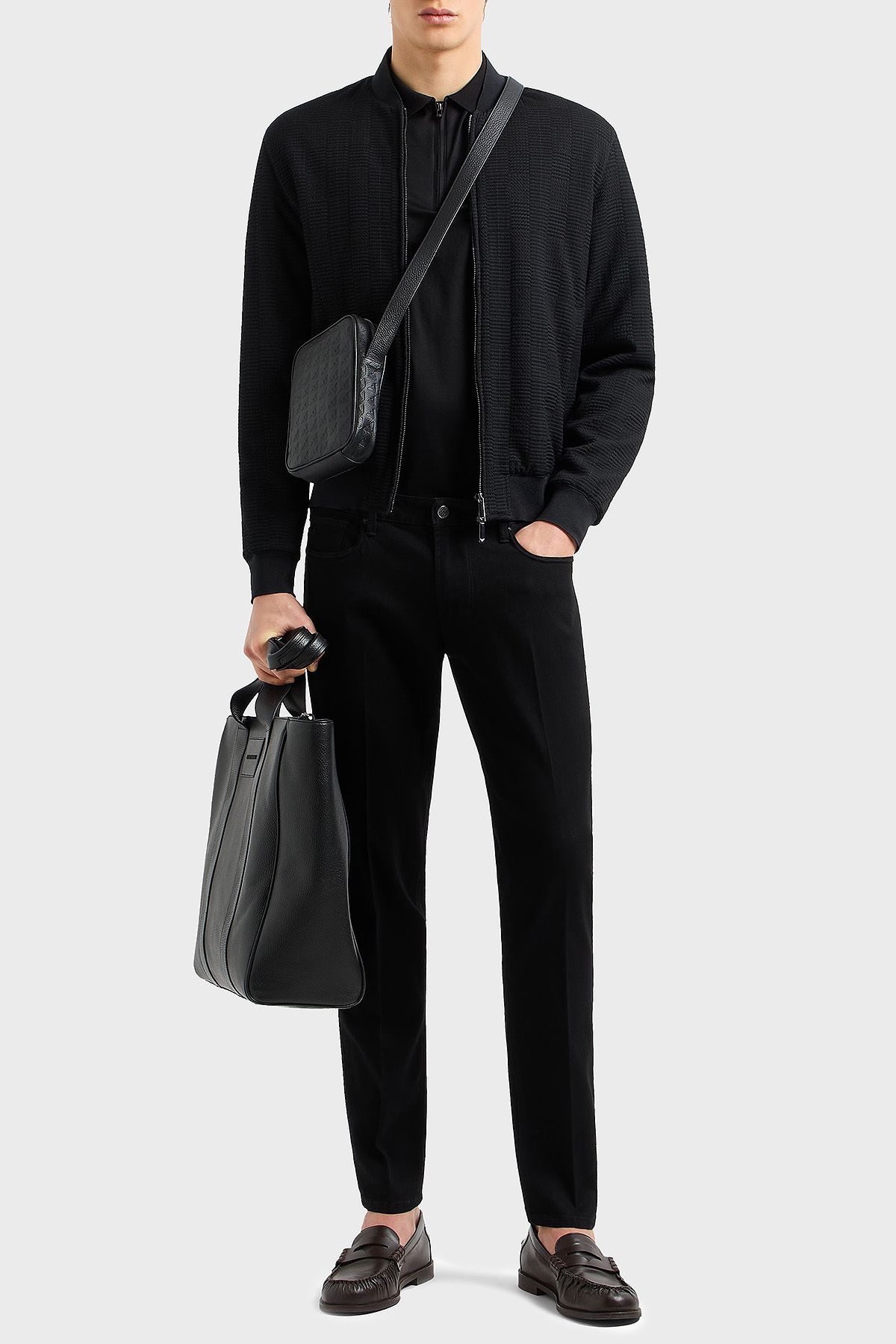 پیراهن پولو یقه تی شرت نخی معمولی با نیم زیپ تناسب اندام تی شرت پولو مردانه EM00108 Emporio Armani