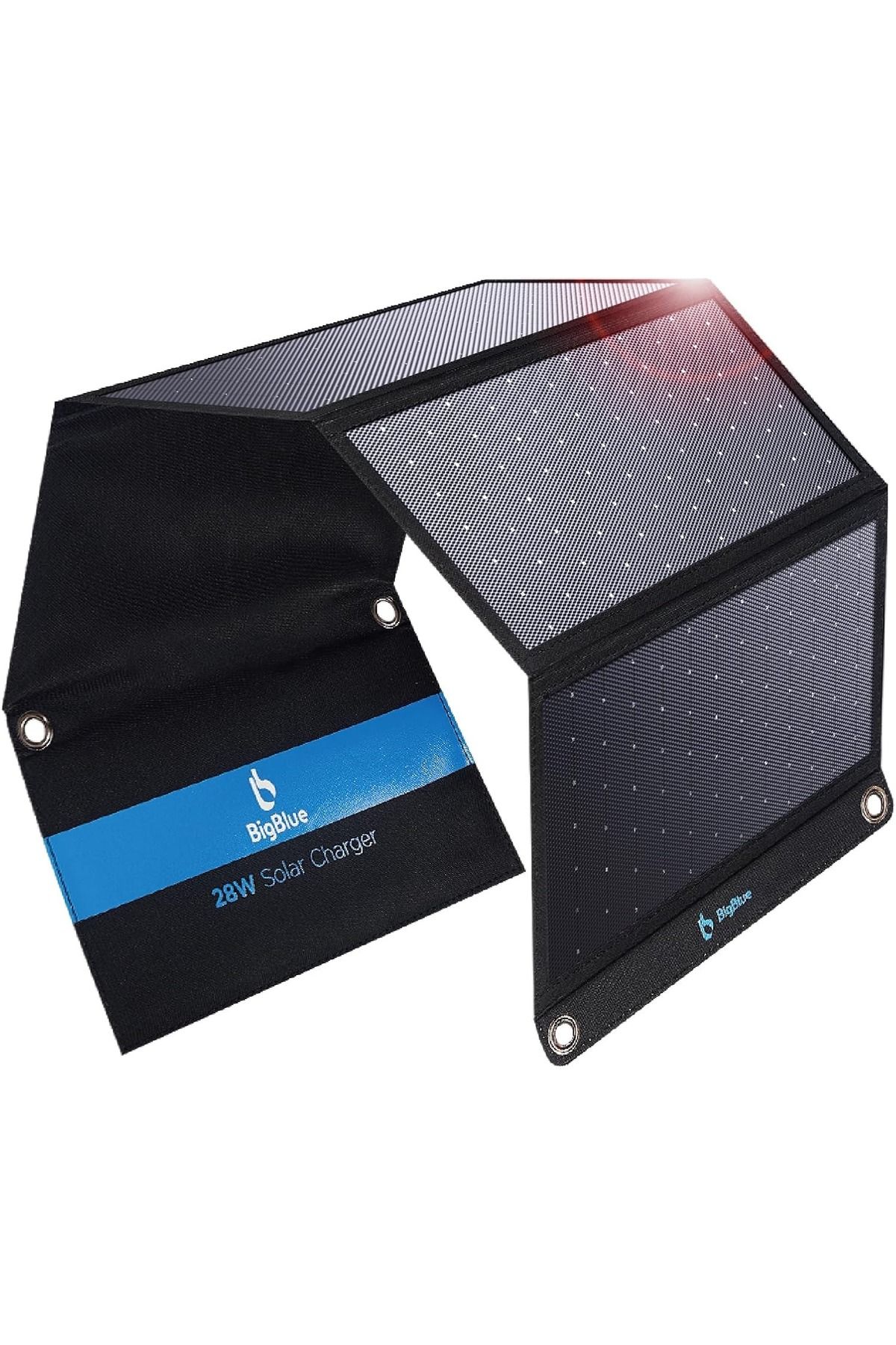 Bigblue 28W Katlanabilir Güneş Paneli Şarj Cihazı, 3 USB, Su Geçirmez, Kamp ve Açık Hava İçin