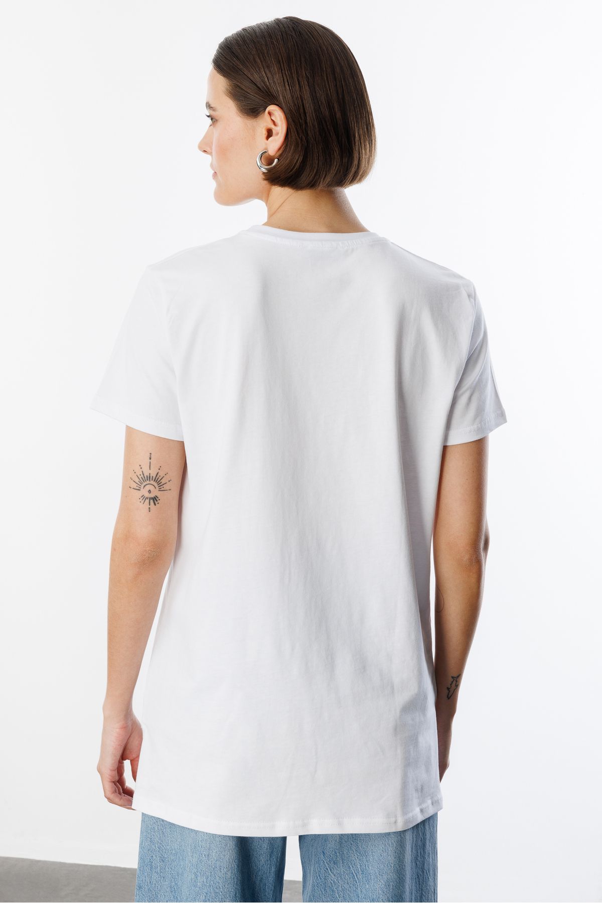 GENIUS STORE-Regular Fit Crew Neck Basic Plain Short Sleeve 100% Cotton Tunic Oversize-Tunik 4