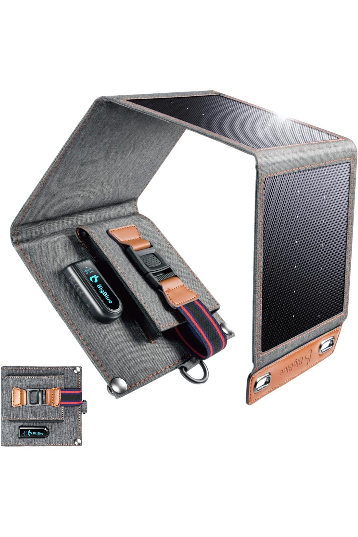 Bigblue 14W Taşınabilir Solar Şarj Cihazı, IPX4 Su Geçirmez, USB Port, Seyahat ve Kamp İçin Ideal