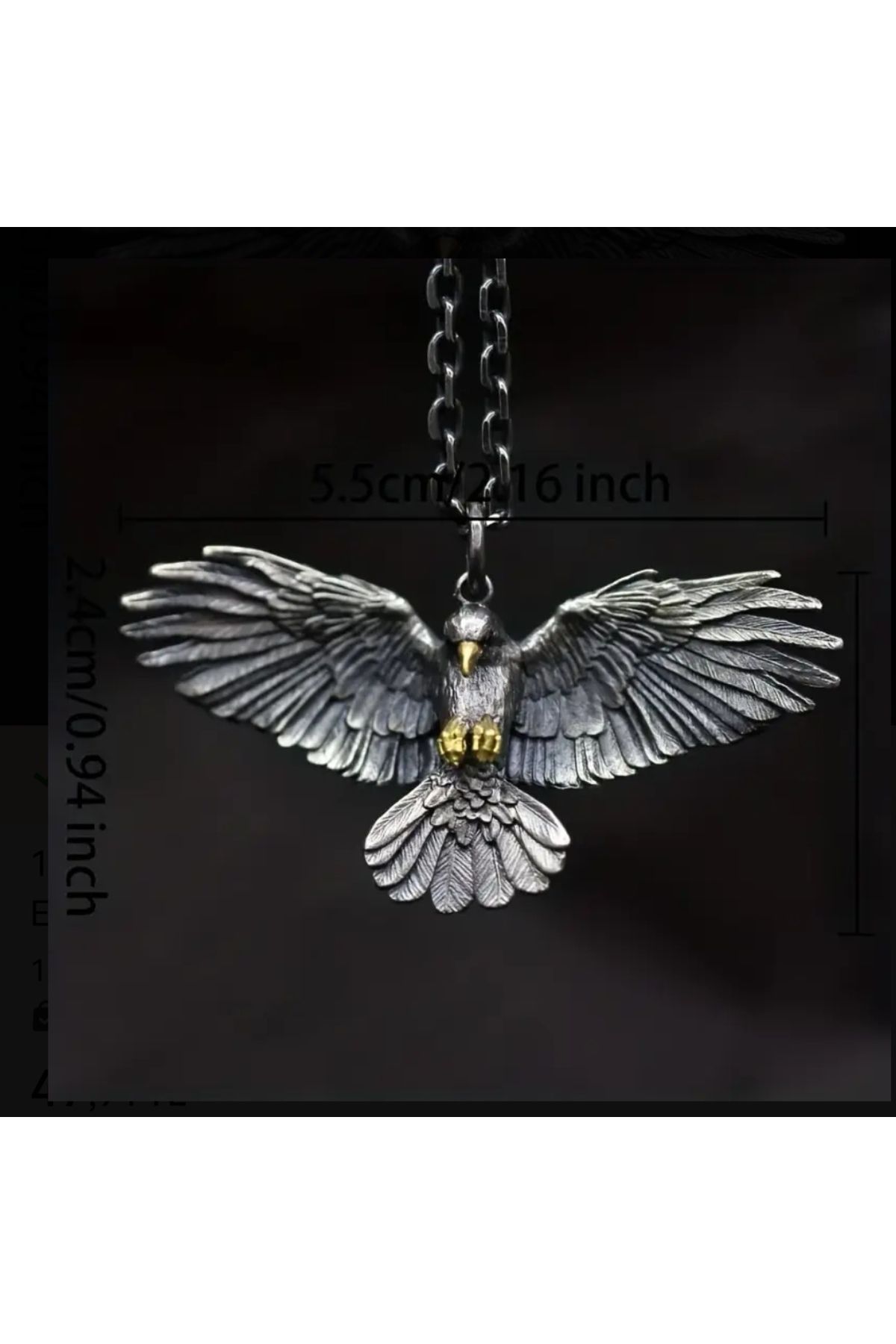 ORGANICYOU-Trendy Creative Vintage Hip Hop Bungee Eagle with Wings Necklace 3