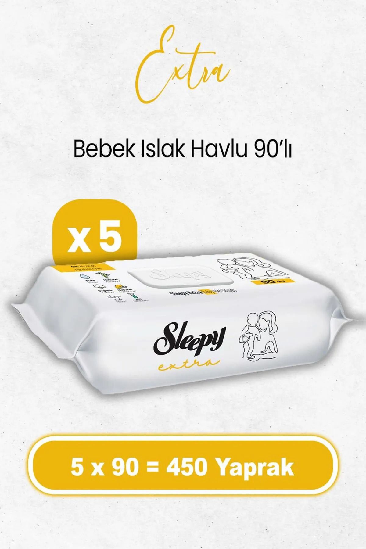 TYYLİ Sleepy Ekstra Islak Havlu Mendil 5x90 450 Yaprak