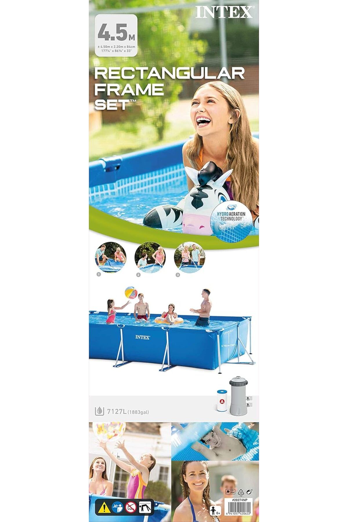 Intex-Rectangular Frame Pool Set 4.5m x 2.2m x 0.84m 5