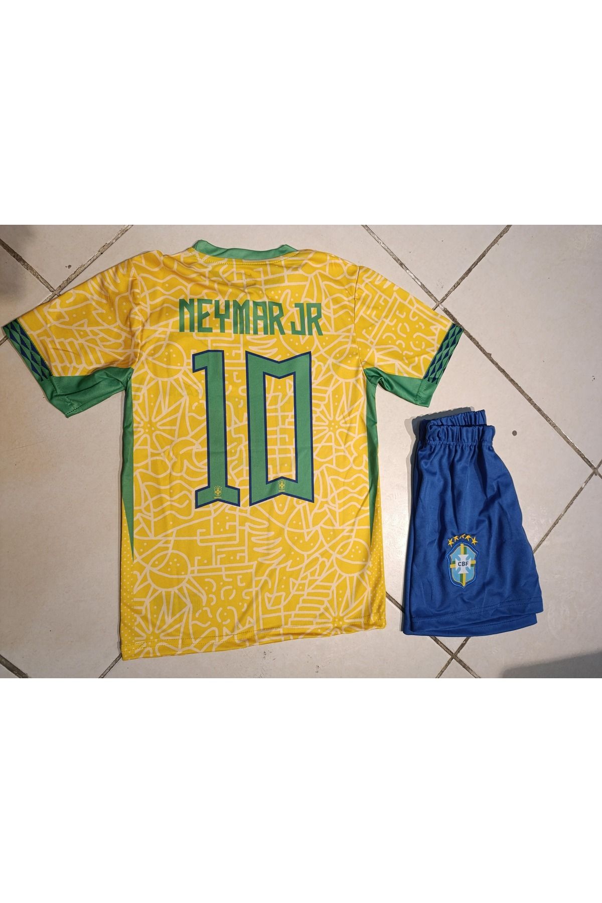 Atlas Global BREZİLYA NEYMAR ÖZEL TASARIM ÇOCUK FUTBOL FORMA 2 Lİ SET. ŞORT+FORMA