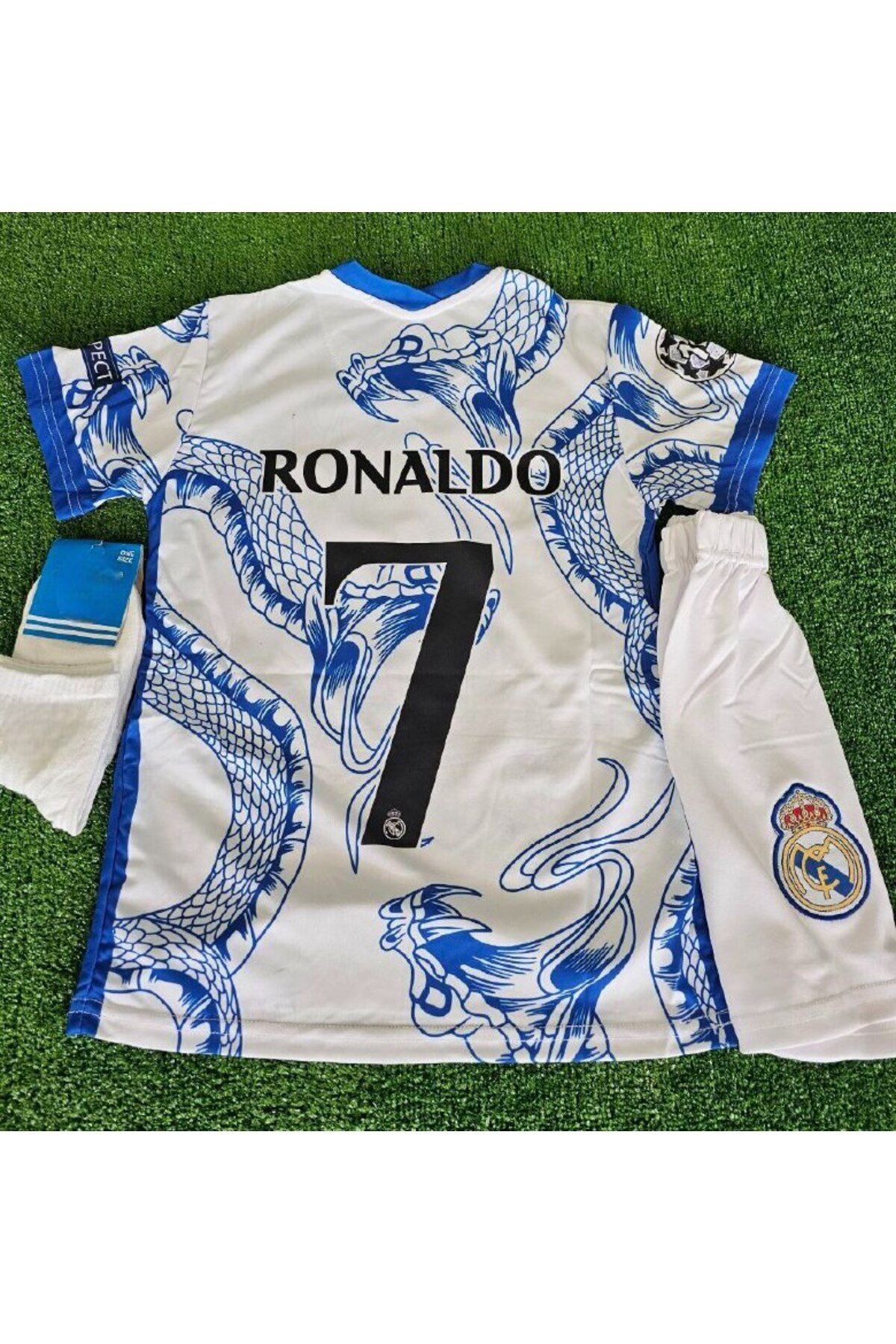 Atlas Global REAL MADRİD ÖZEL TASARIM C.RONALDO FORMASI MAVİ BEYAZ DRAGON