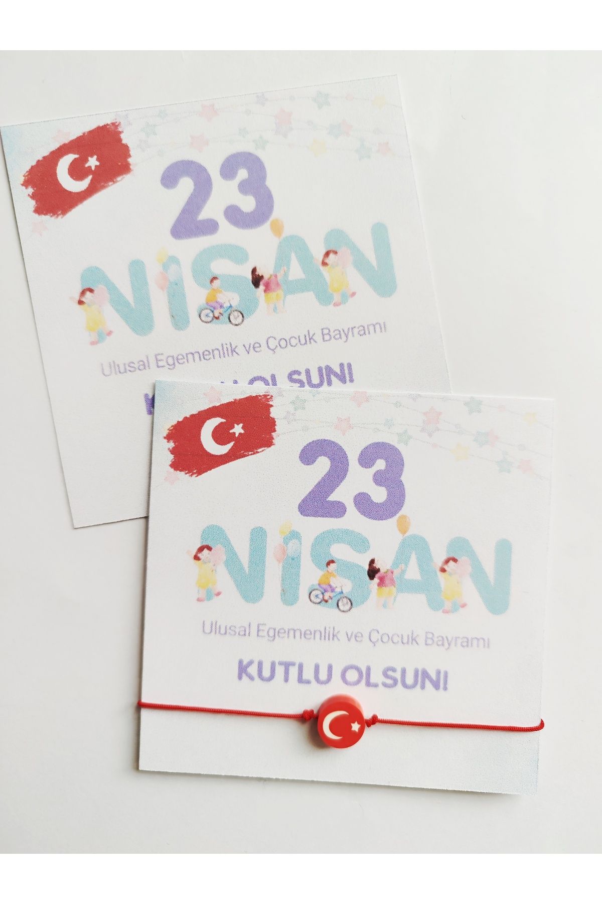 Kiraz Craft 23 Nisan Hediyelik / 10 Adet / Türk Bayrağı Ayyıldız Bileklik / 23 Nisan Bileklik Ayarlamalı