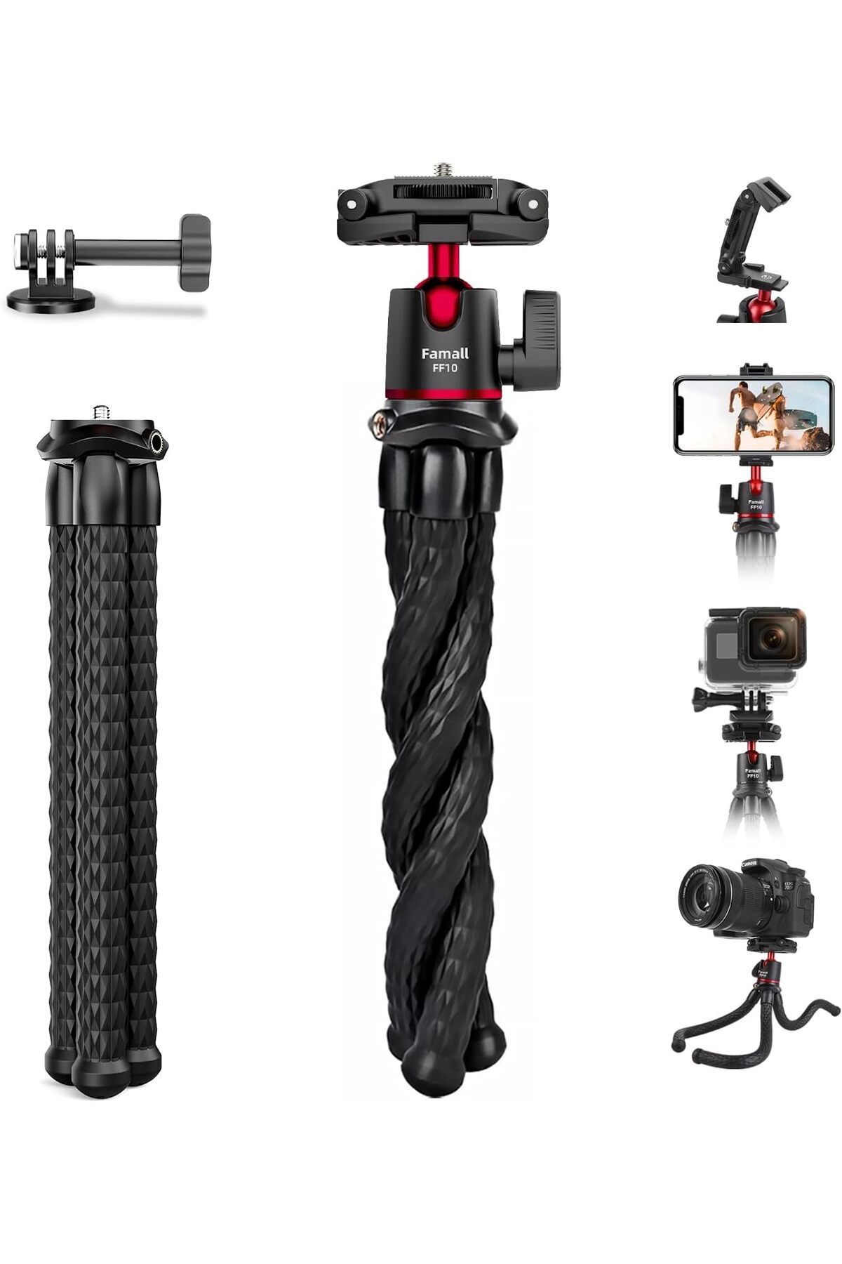 Çok Fonksiyonlu Teleskopik Esneyebilen Tripod Uzaktan Kumanda Aparatlı iPhone ve Kamera Uyumlu