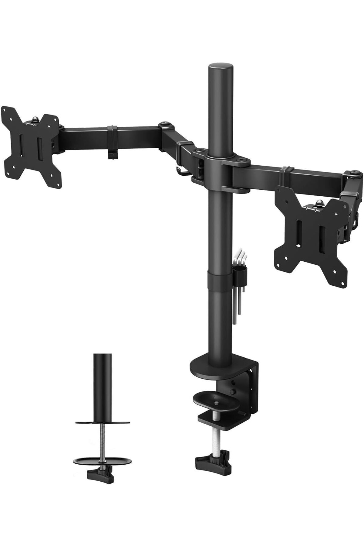 fulina-Height Adjustable Bracket Monitor Arm Dual Flex,17-32 inch Screen,Desk Mount Swivel and Tilt 1