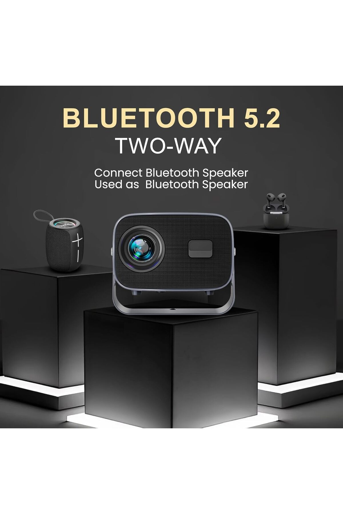 FlashHawk-Electric Focus Mini Projector 4K with WiFi 6 and BT, 5.2,12000lumens Smart Android 11.0, 1080P 7