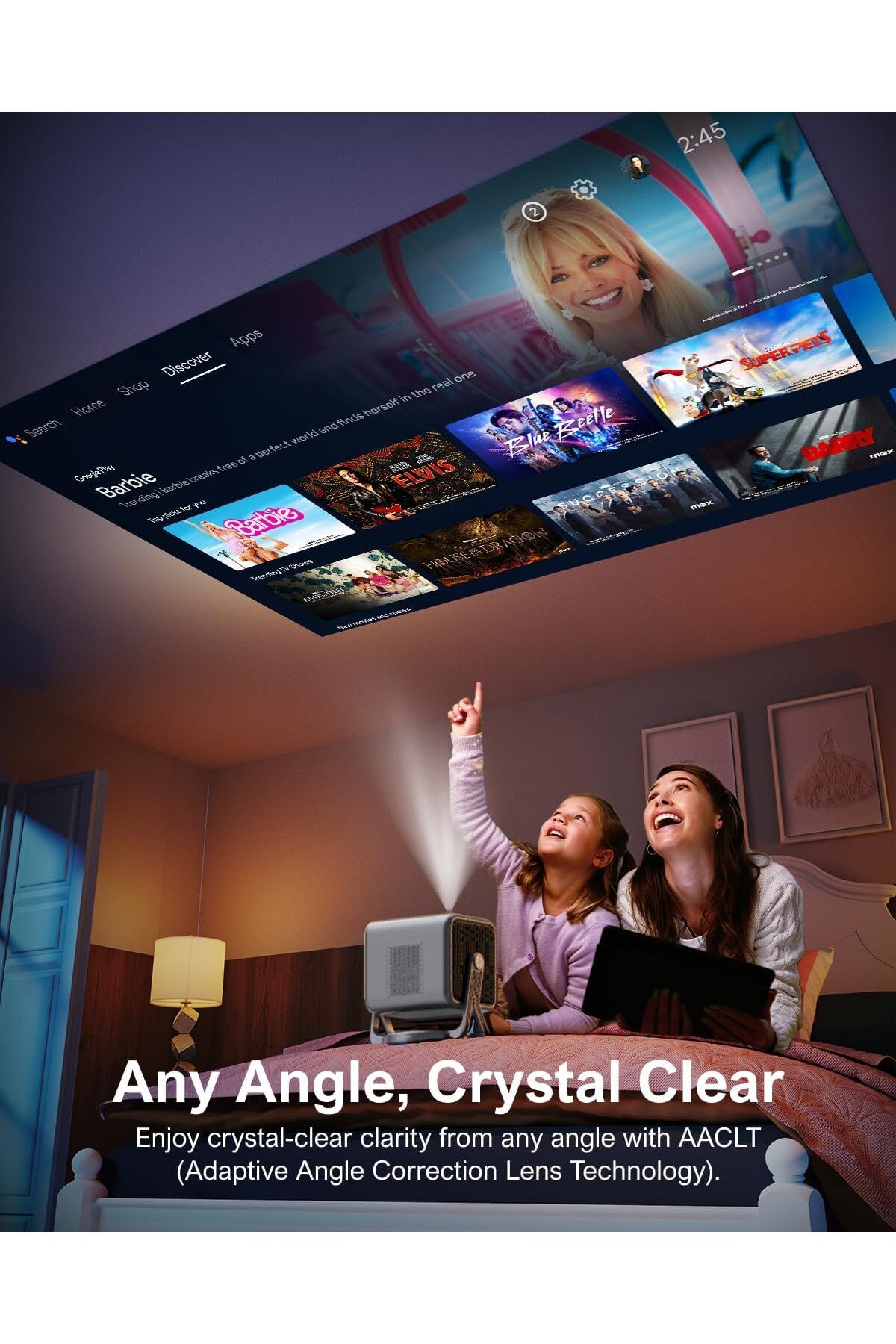 FlashHawk-Electric Focus Mini Projector 4K with WiFi 6 and BT, 5.2,12000lumens Smart Android 11.0, 1080P 3