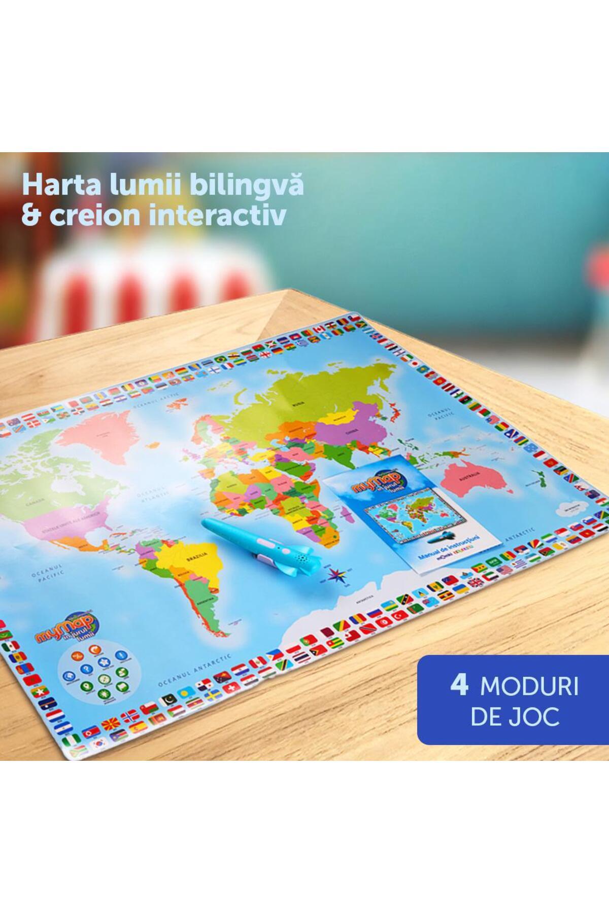 MomKi Dvojjazyčná mapa světa, Ro/en s interaktivním perem,