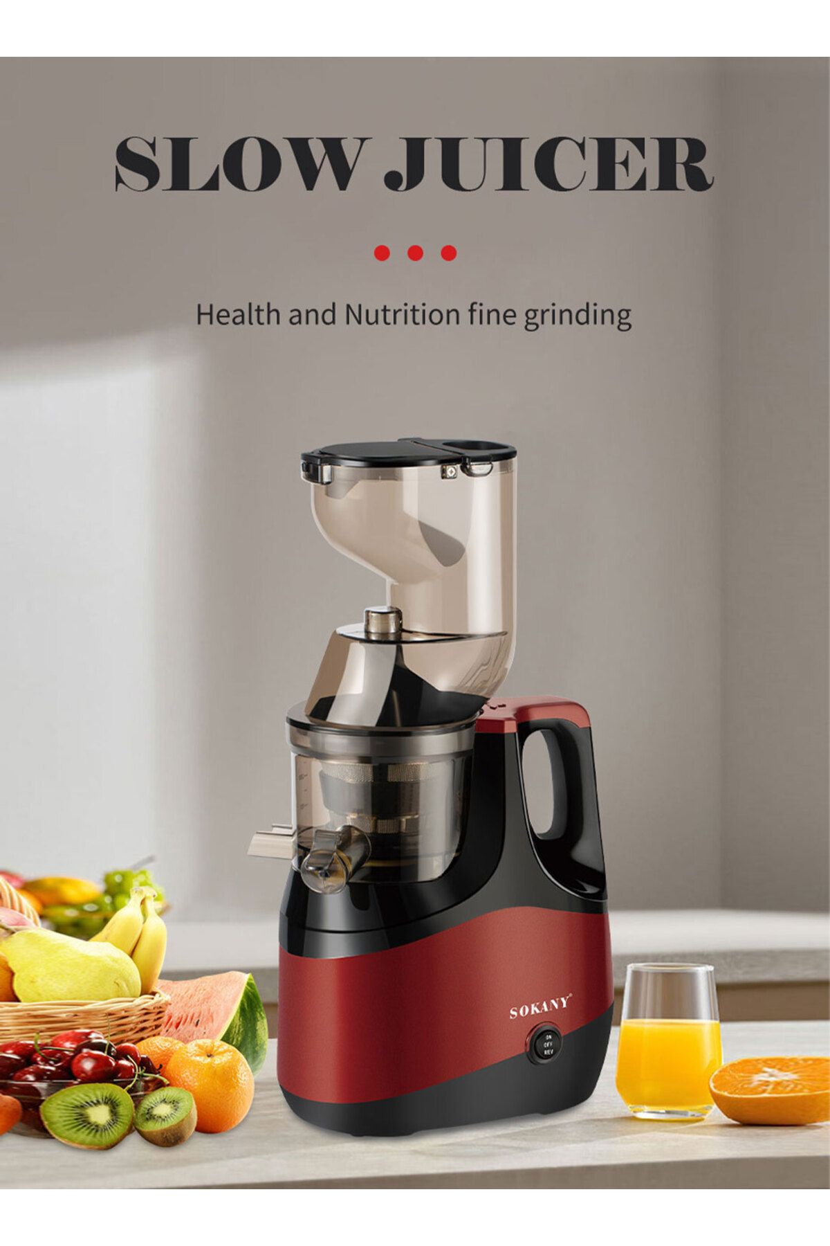SOKANY-Slow Masticating Juicer, Slow juicer, Fruit/Vegetable Juicer, Cold Press Juicer with High Output 8