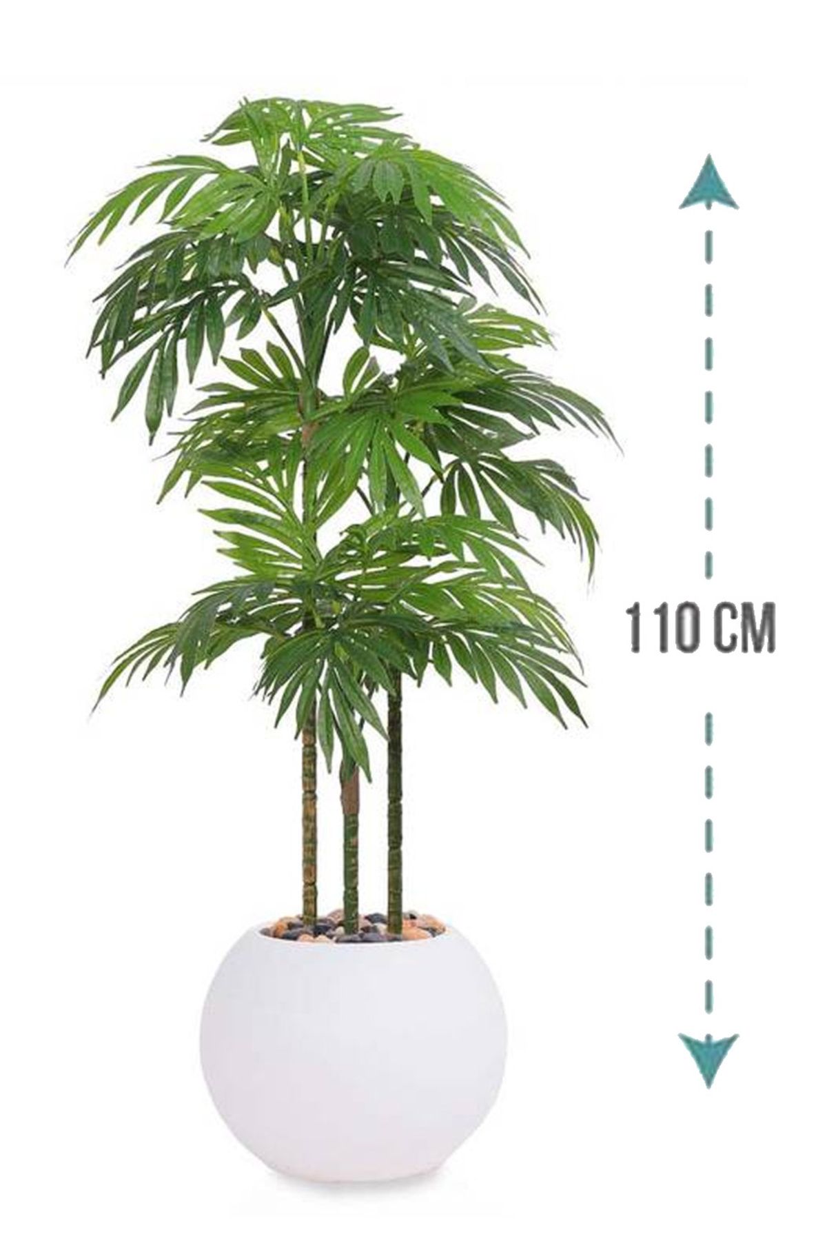 Generic-110cm Artificial Palm Tree (3 Branches) with Round Plastic Stand 1