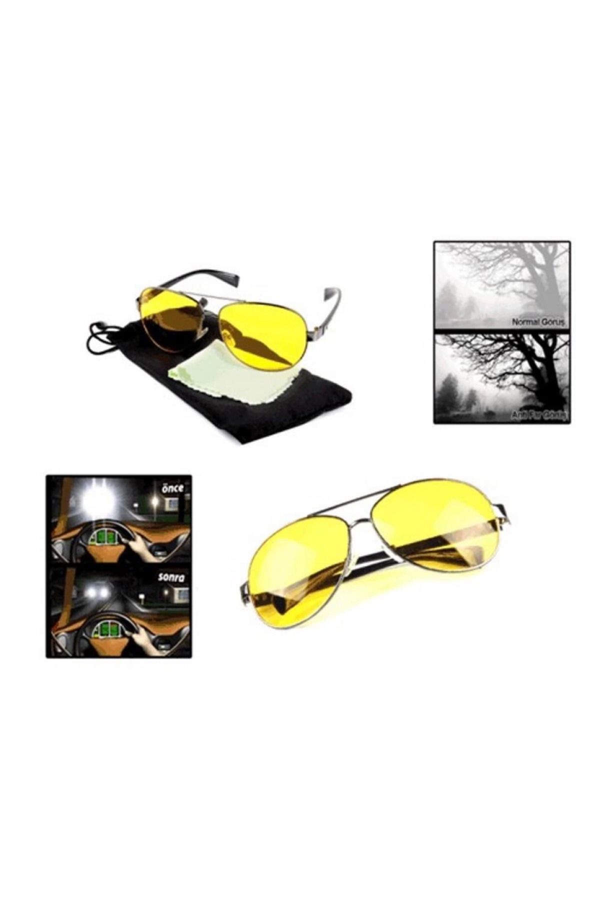 MELFSHOP Metal Çerçeveli Anti Far Gece Görüş Gözlüğü (Damla Modeli) (336336)
