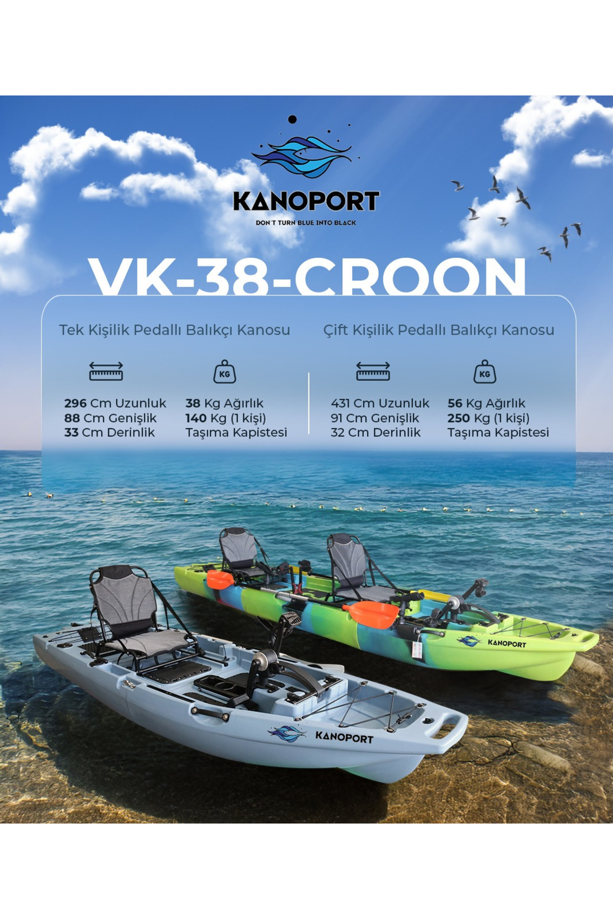 KANOPORT VK-38 CROON Çift Kişilik Balıkçı Kanosu