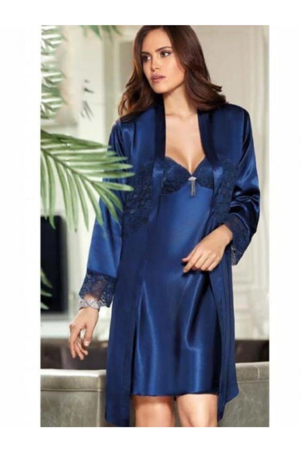 Alissa Kırmızı 485 Saten Dantelli 6'lı Gecelik Sabahlık Takımı