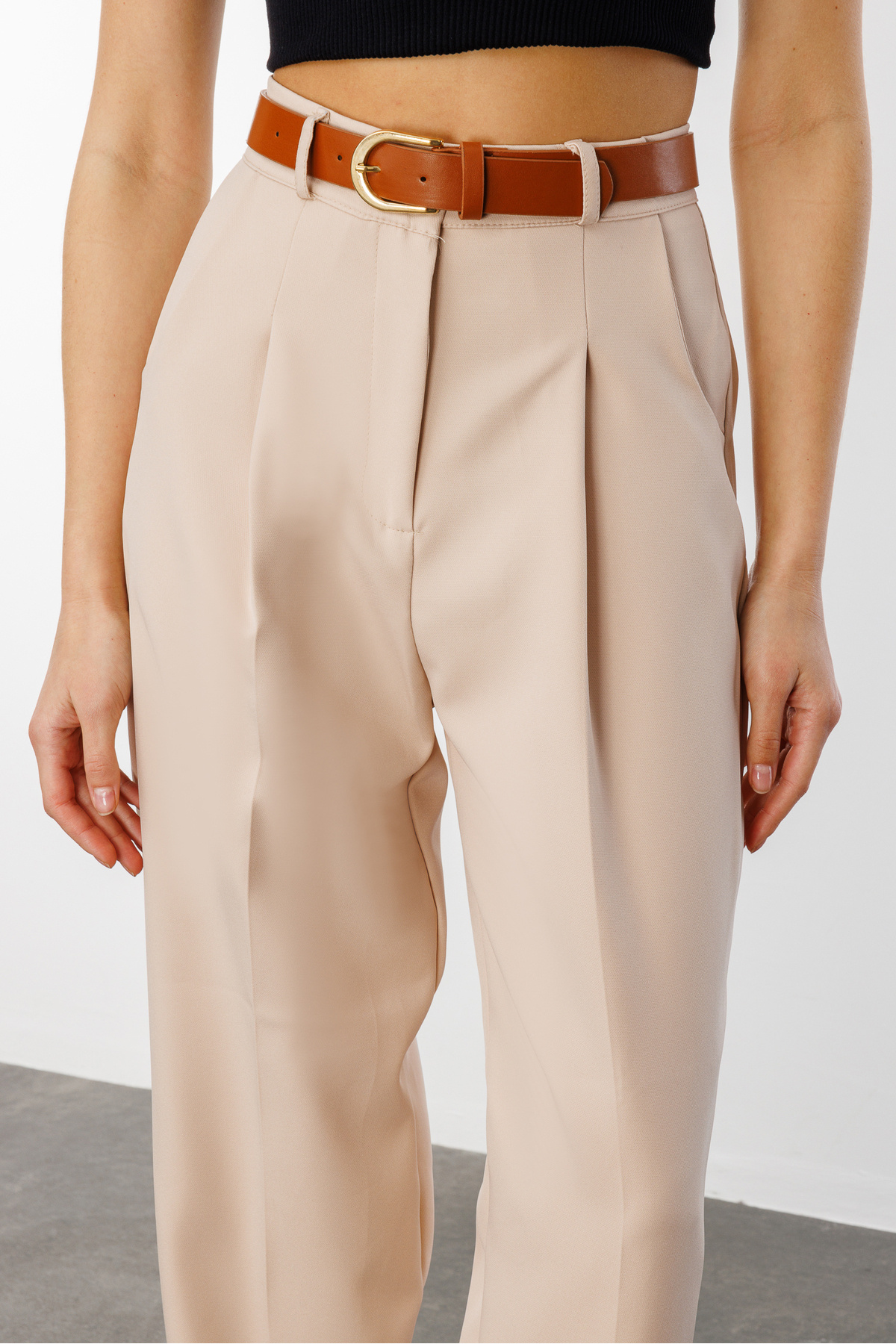 GENIUS STORE-Γυναικείο Skinny Leg Πλισέ Ζώνη Εποχιακό Υφασμάτινο Παντελόνι ΜΕ ΖΩΝΗ-ΠΑΝΤΕΛΟΝΙ 4