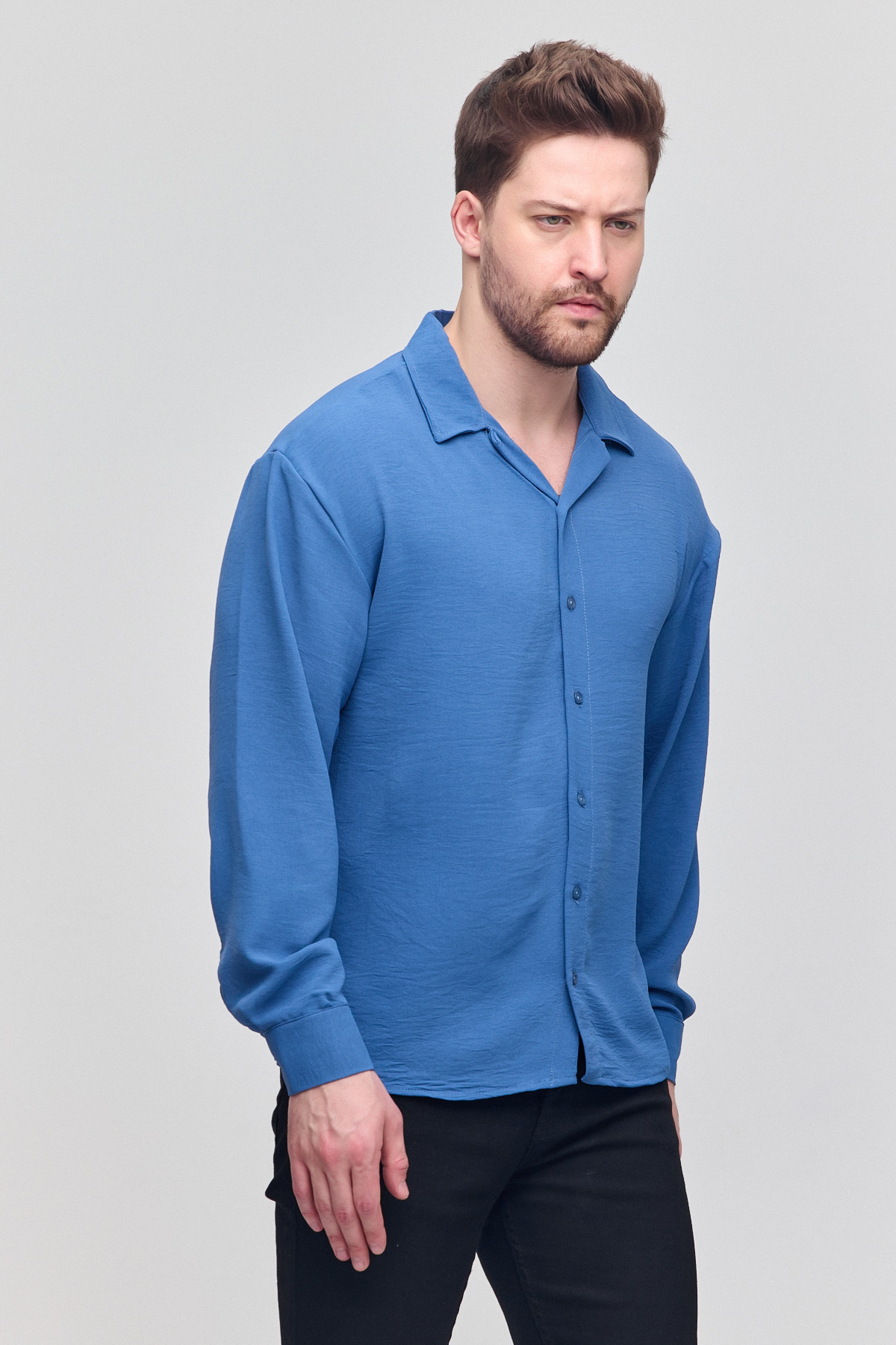 COMBİNE MİCHAİL-Ανδρικό πουκάμισο Oversize Μακρυμάνικο Λινό Καλοκαιρινό Πουκάμισο 4