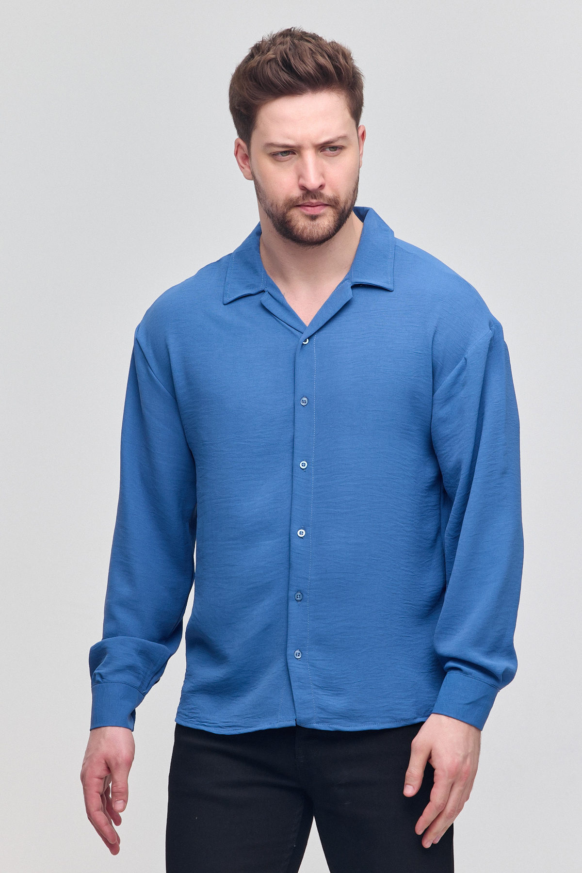 COMBİNE MİCHAİL-Ανδρικό πουκάμισο Oversize Μακρυμάνικο Λινό Καλοκαιρινό Πουκάμισο 3